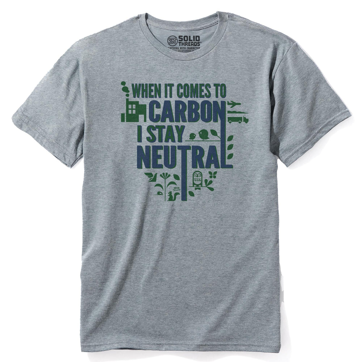 When It Comes To Carbon I'm Neutral Vintage Staple T-shirt in Ash Heather - Front View