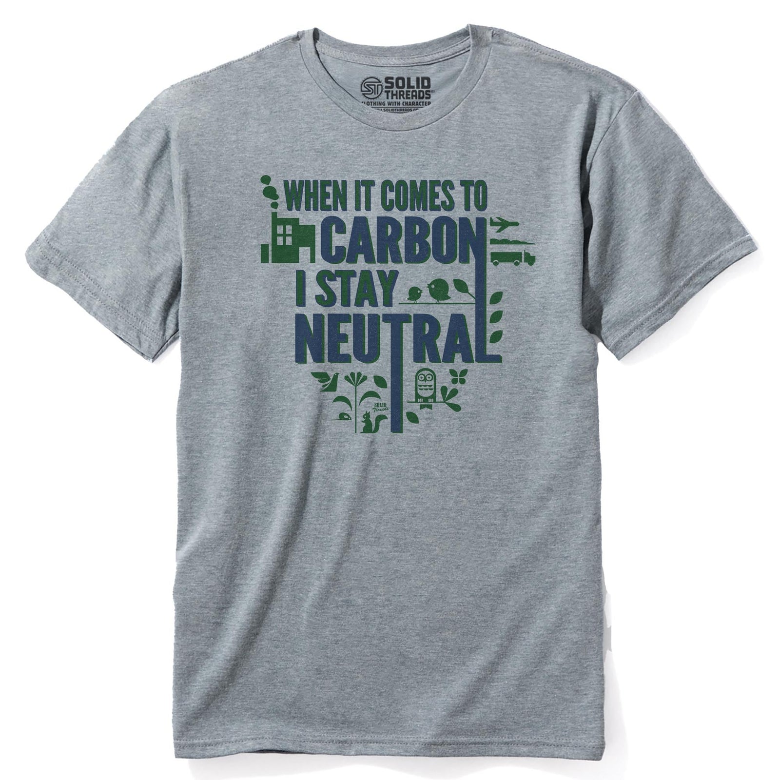 When It Comes To Carbon I'm Neutral Vintage Staple T-shirt in Ash Heather - Front View