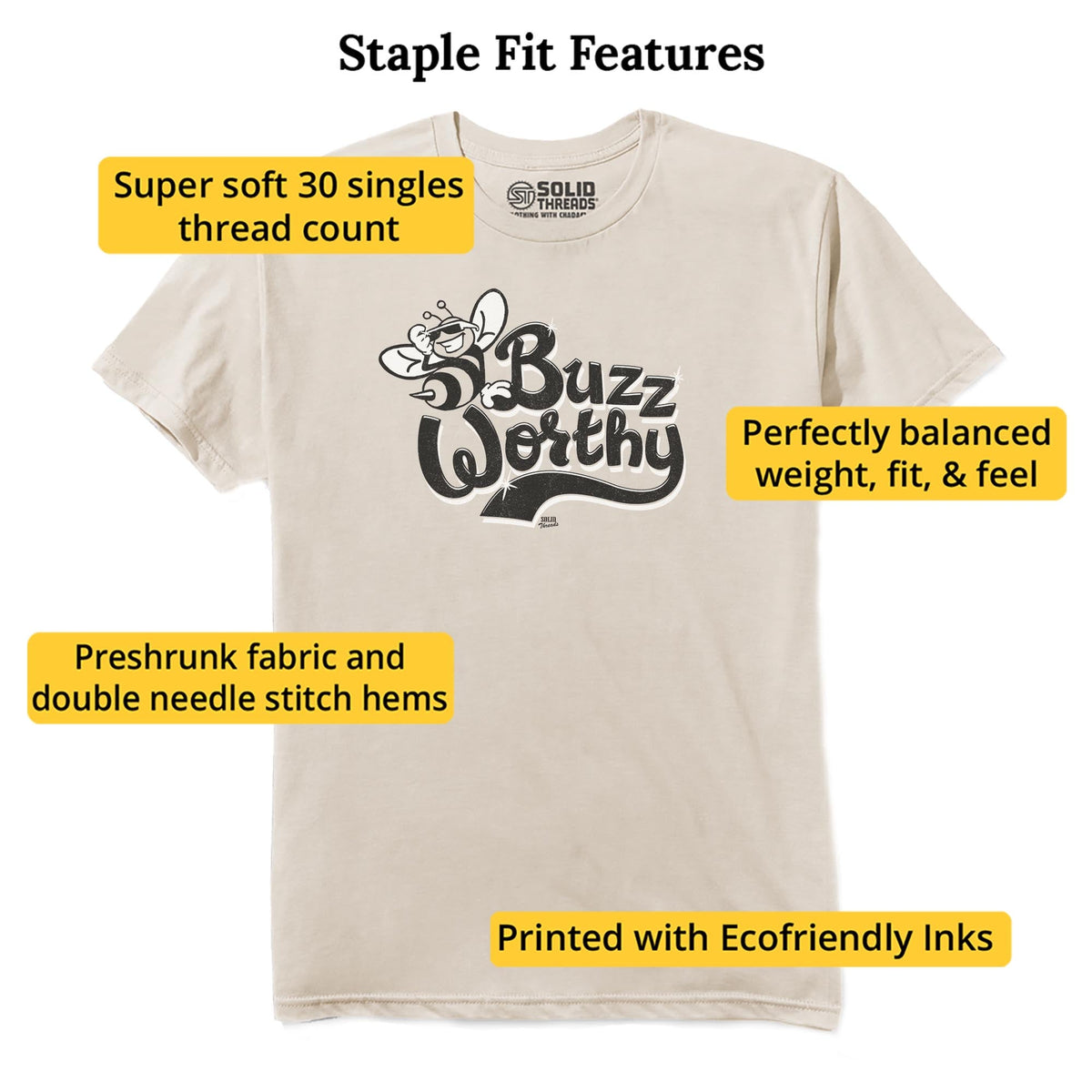 Buzzworthy Cool Staple T-shirt in Natural - Fit Attributes