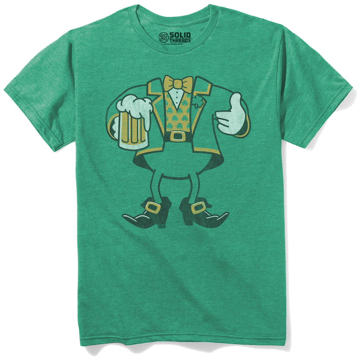 Leprechaun Look A Like Vintage Staple T-shirt in Kelly Heather - Front View