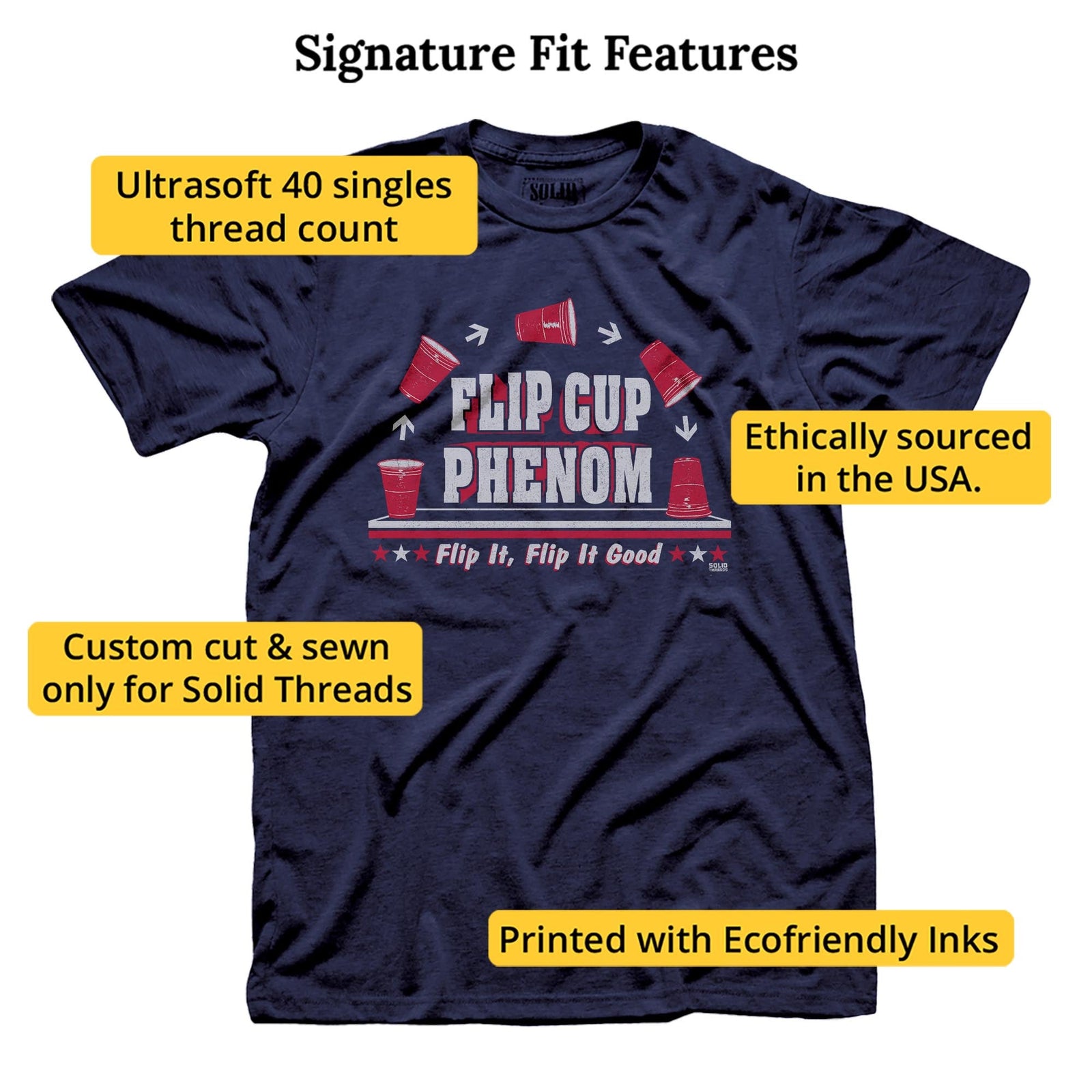 Flip Cup Phenom Vintage Signature T-shirt in Navy - Fit Attributes
