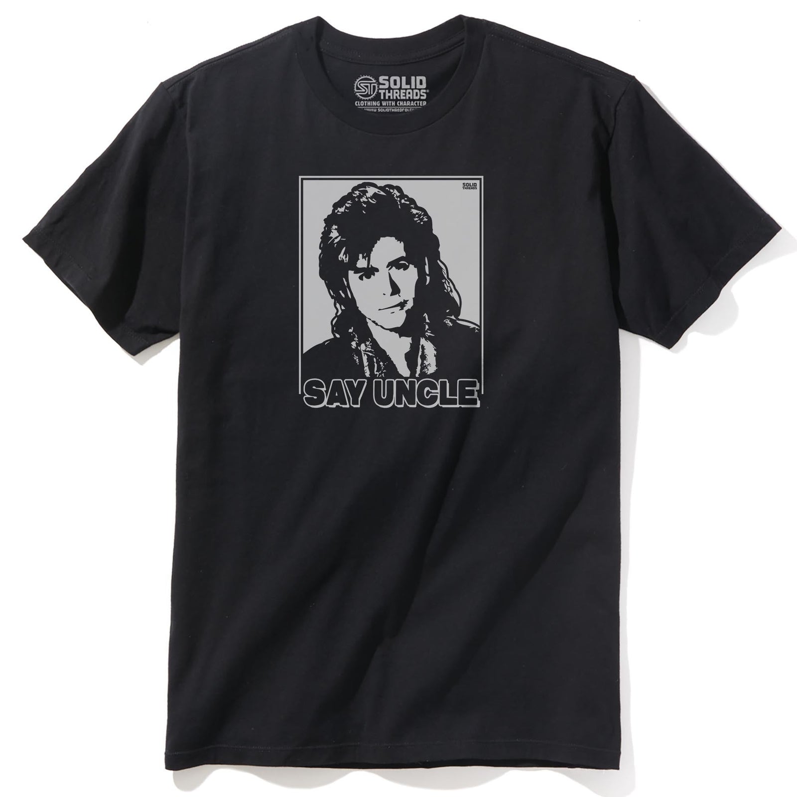 Say Uncle Funny Staple T-shirt in Black - Front View