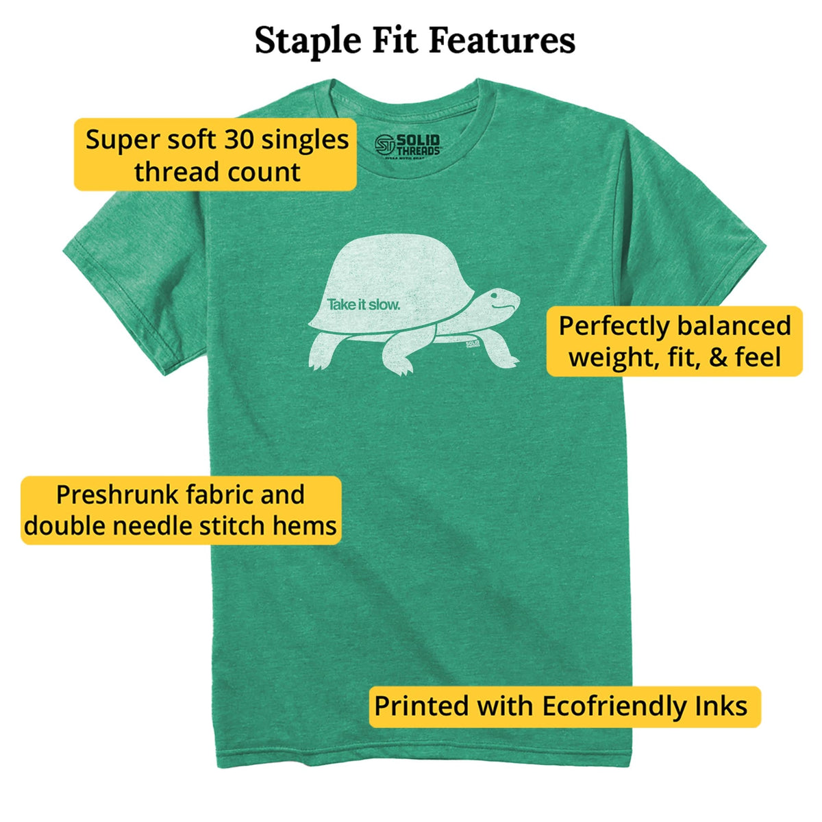 Take It Slow Vintage Staple T-shirt in Kelly Heather - Fit Attributes