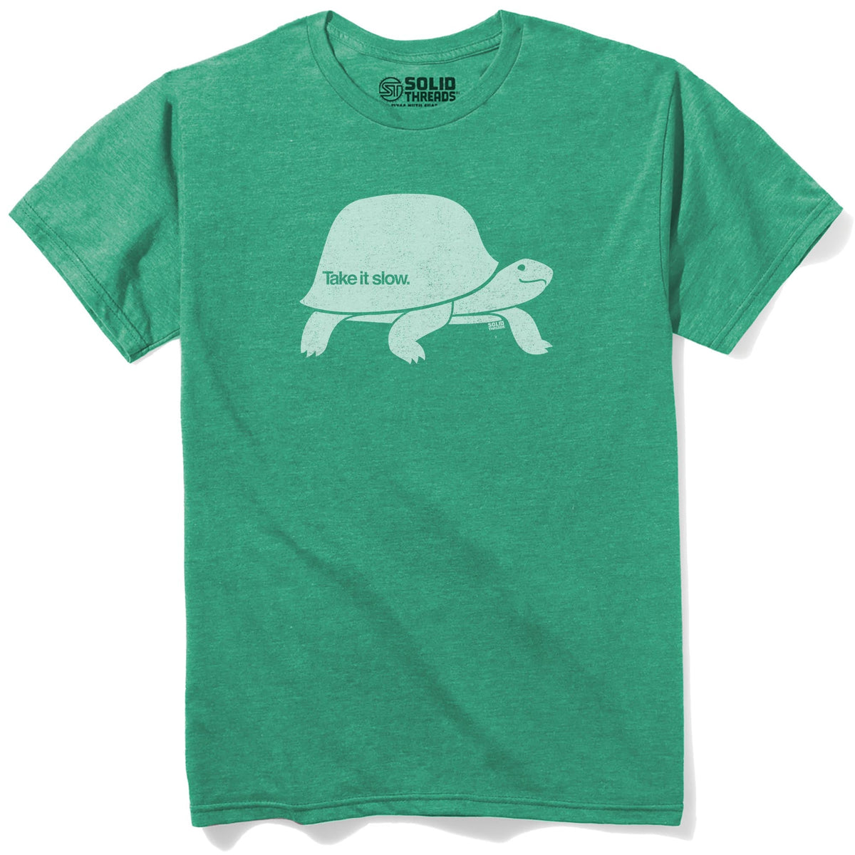 Take It Slow Vintage Staple T-shirt in Kelly Heather - Front View
