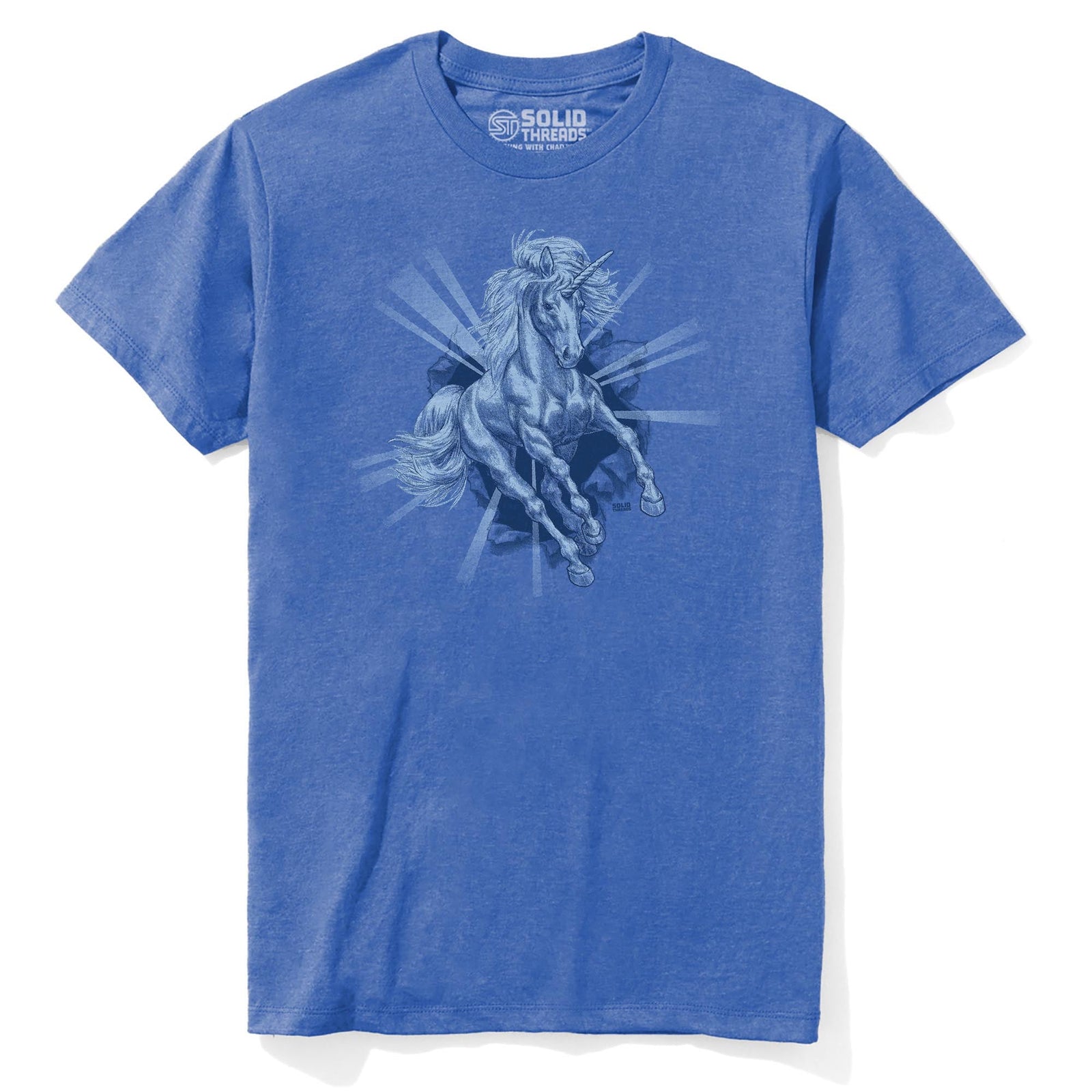Unicorn Chest Cool Staple T-shirt in Royal Heather - Front View