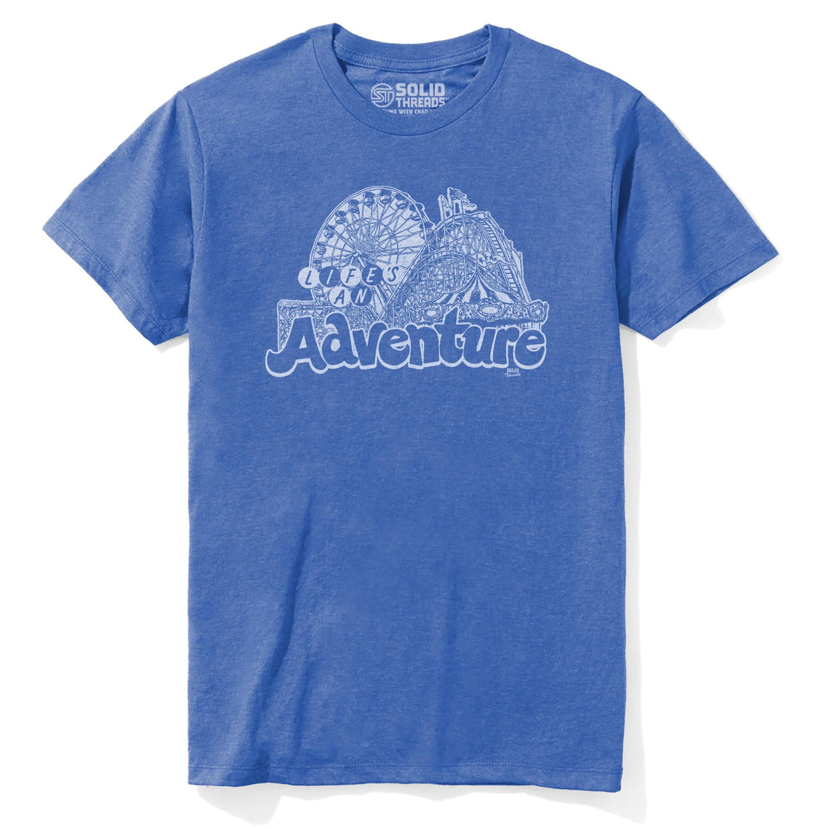 Life's An Adventure Cool Staple T-shirt in Royal Heather - Front View