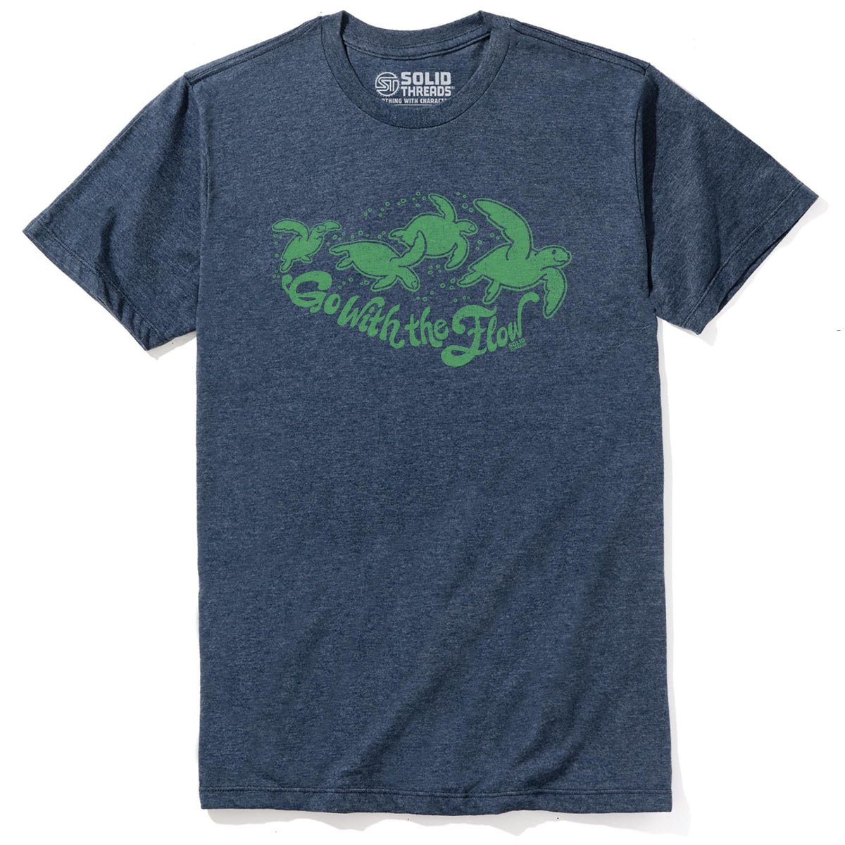Go With The Flow Vintage Staple T-shirt in Navy Heather - Front View