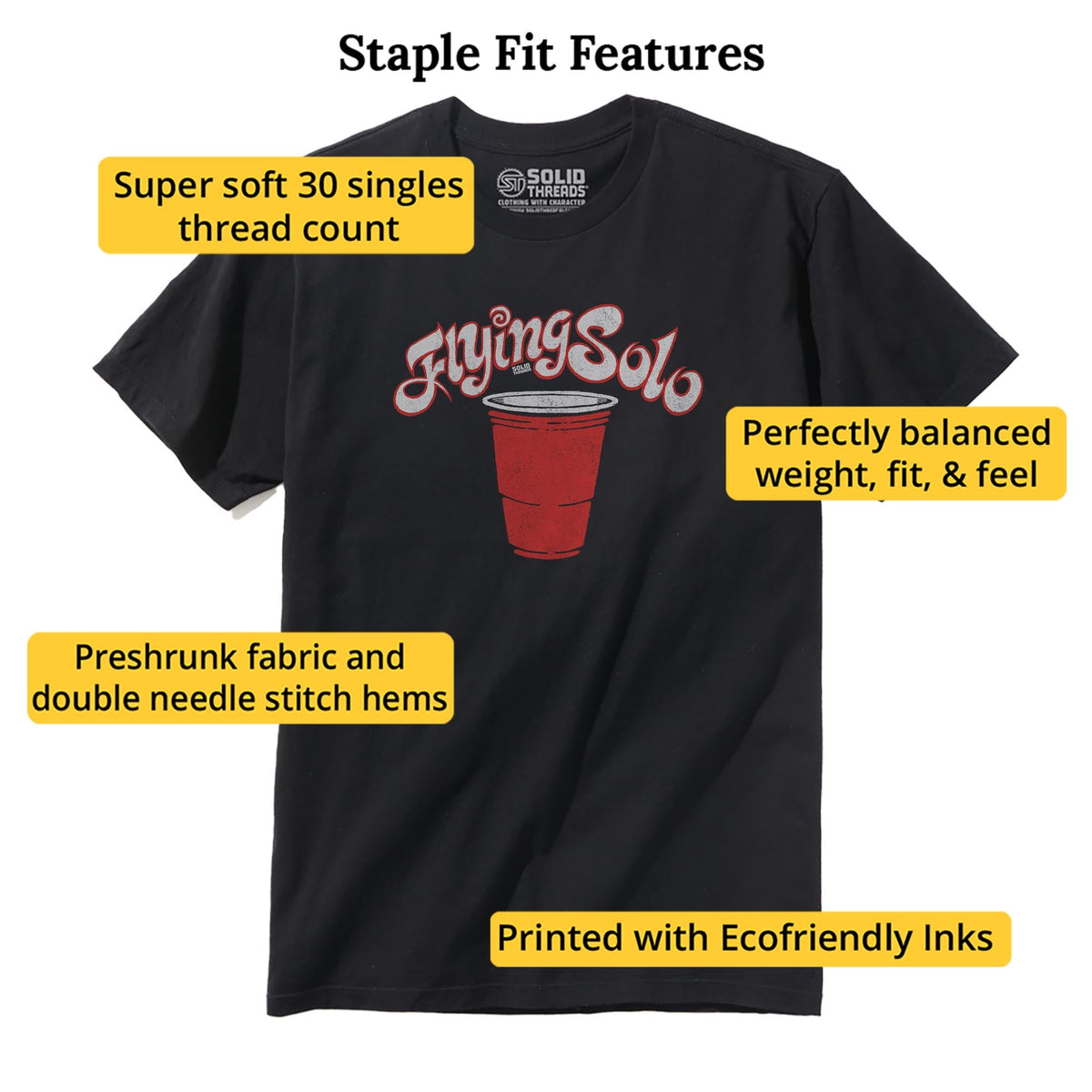 Flying Solo Vintage Staple T-shirt in Black - Fit Attributes