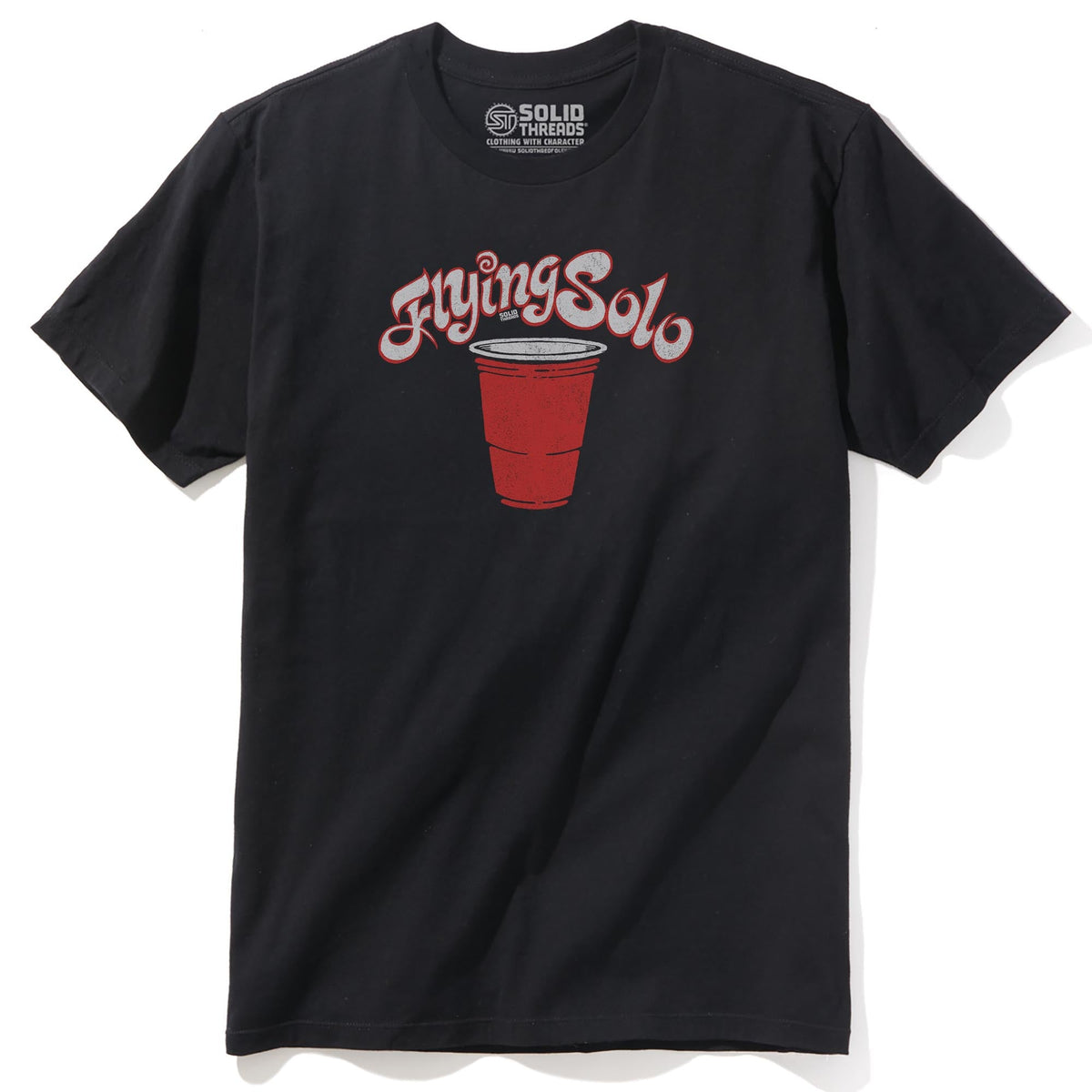Flying Solo Vintage Staple T-shirt in Black - Front View