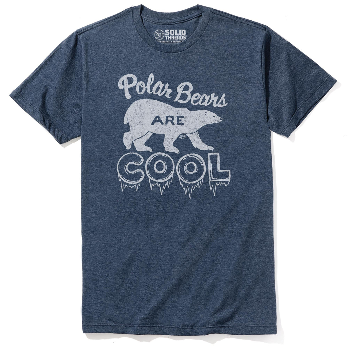 Polar Bears Are Cool Vintage Staple T-shirt in Navy Heather - Front View