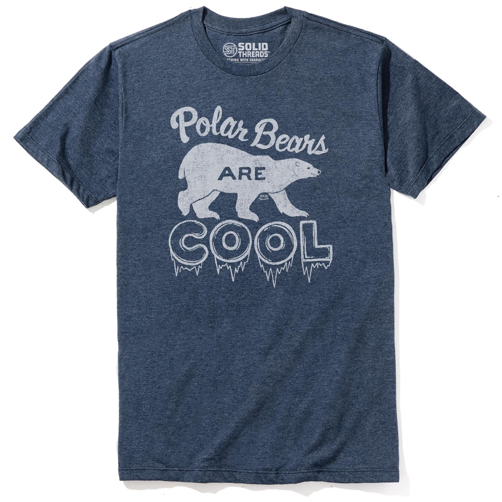 Polar Bears Are Cool Vintage Staple T-shirt in Navy Heather - Front View