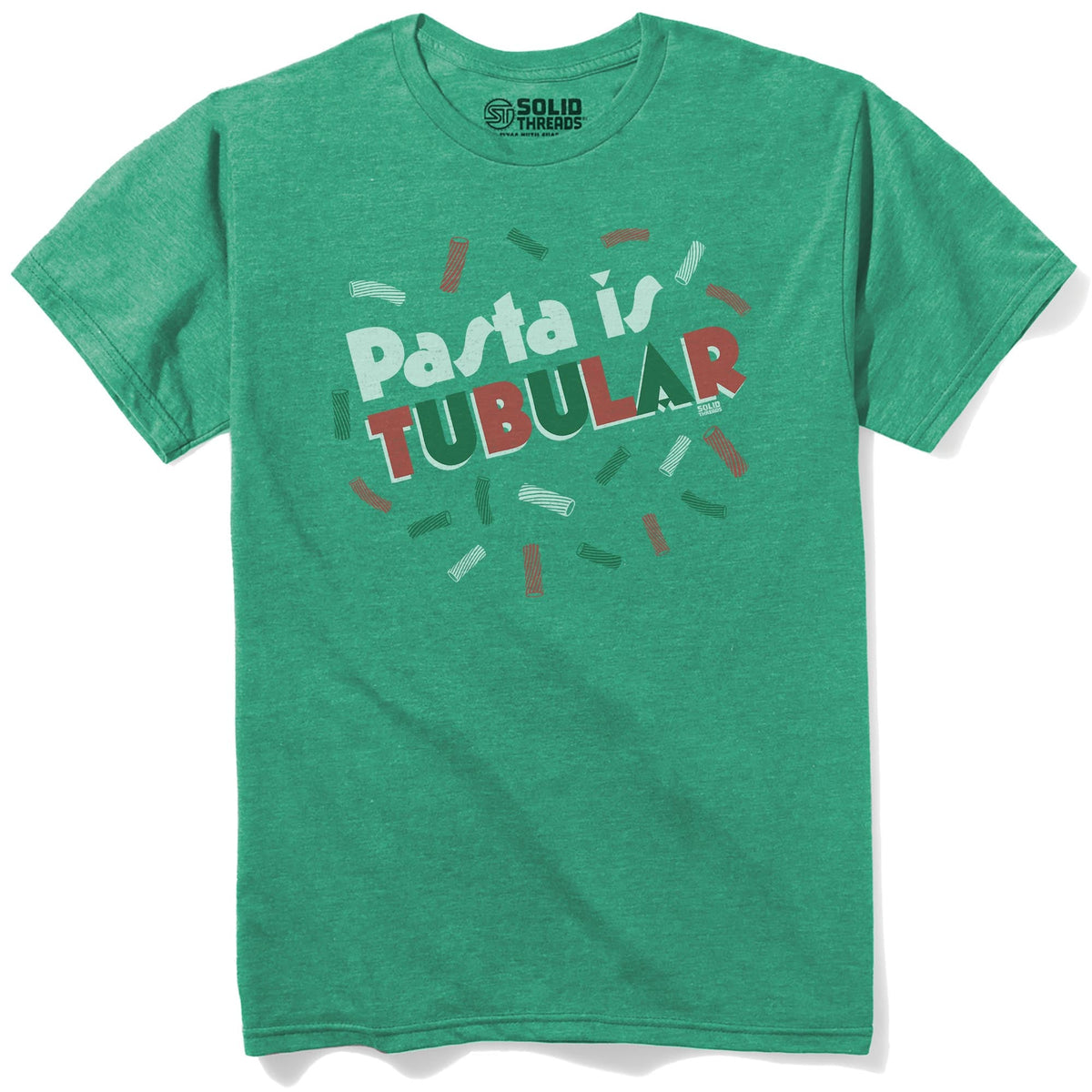 Pasta Is Tubular Vintage Staple T-shirt in Kelly Heather - Front View
