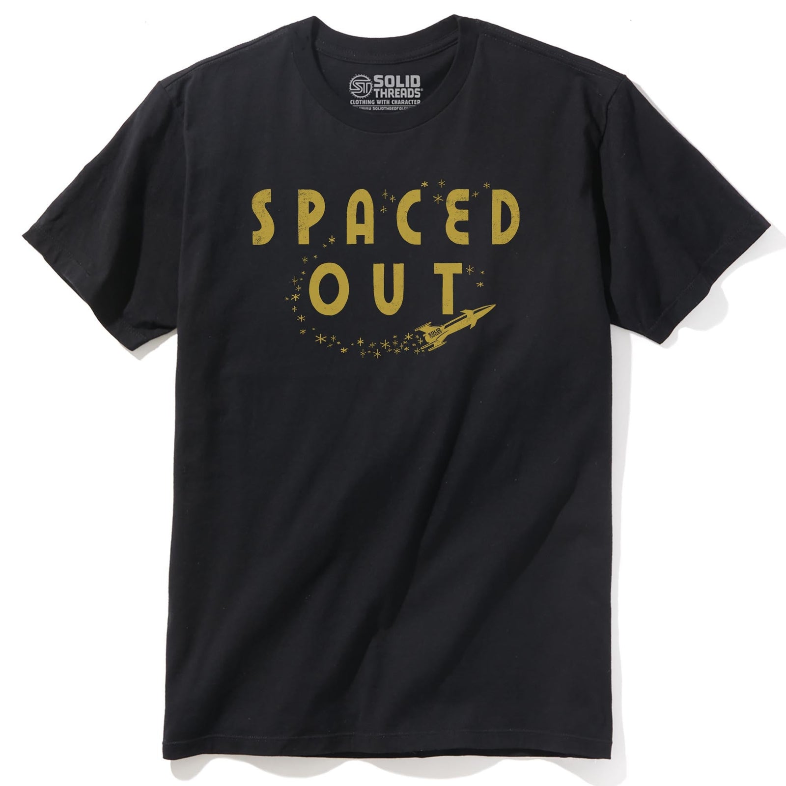Spaced Out Vintage Staple T-shirt in Black - Front View