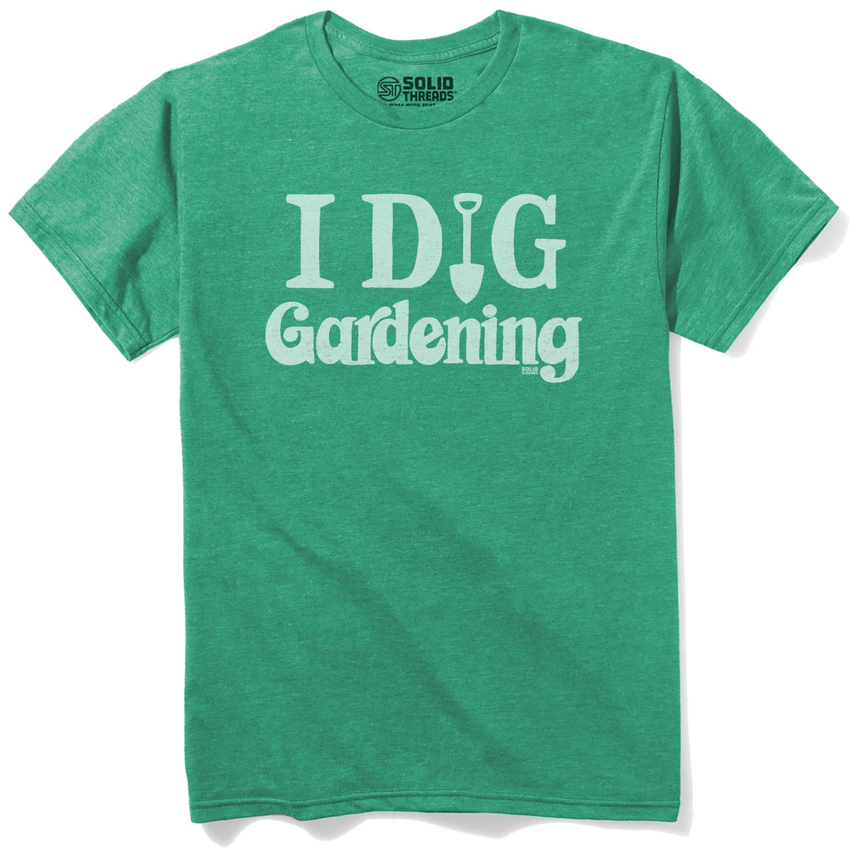 I Dig Gardening Vintage Staple T-shirt in Kelly Heather - Front View