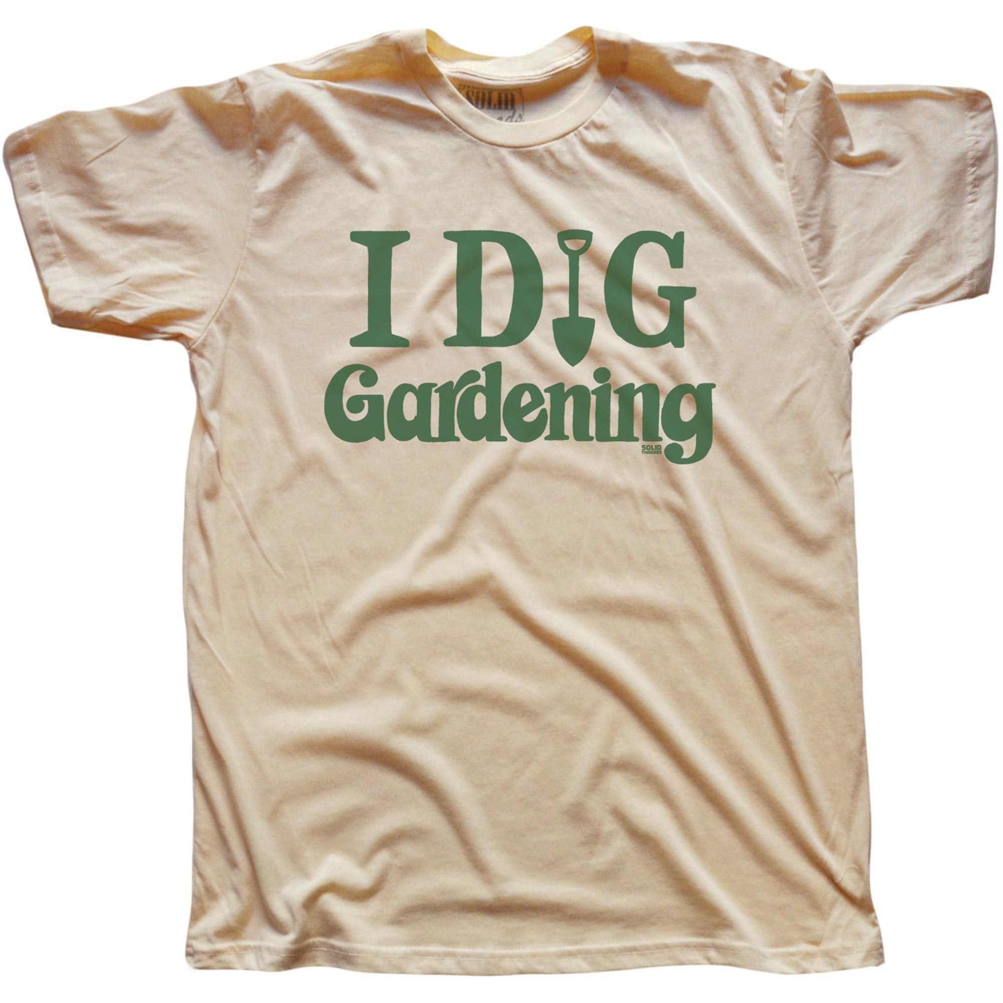 Men's I Dig Gardening Vintage Farming Graphic Tee | Retro Green Thumb Soft T-Shirt | Solid Threads