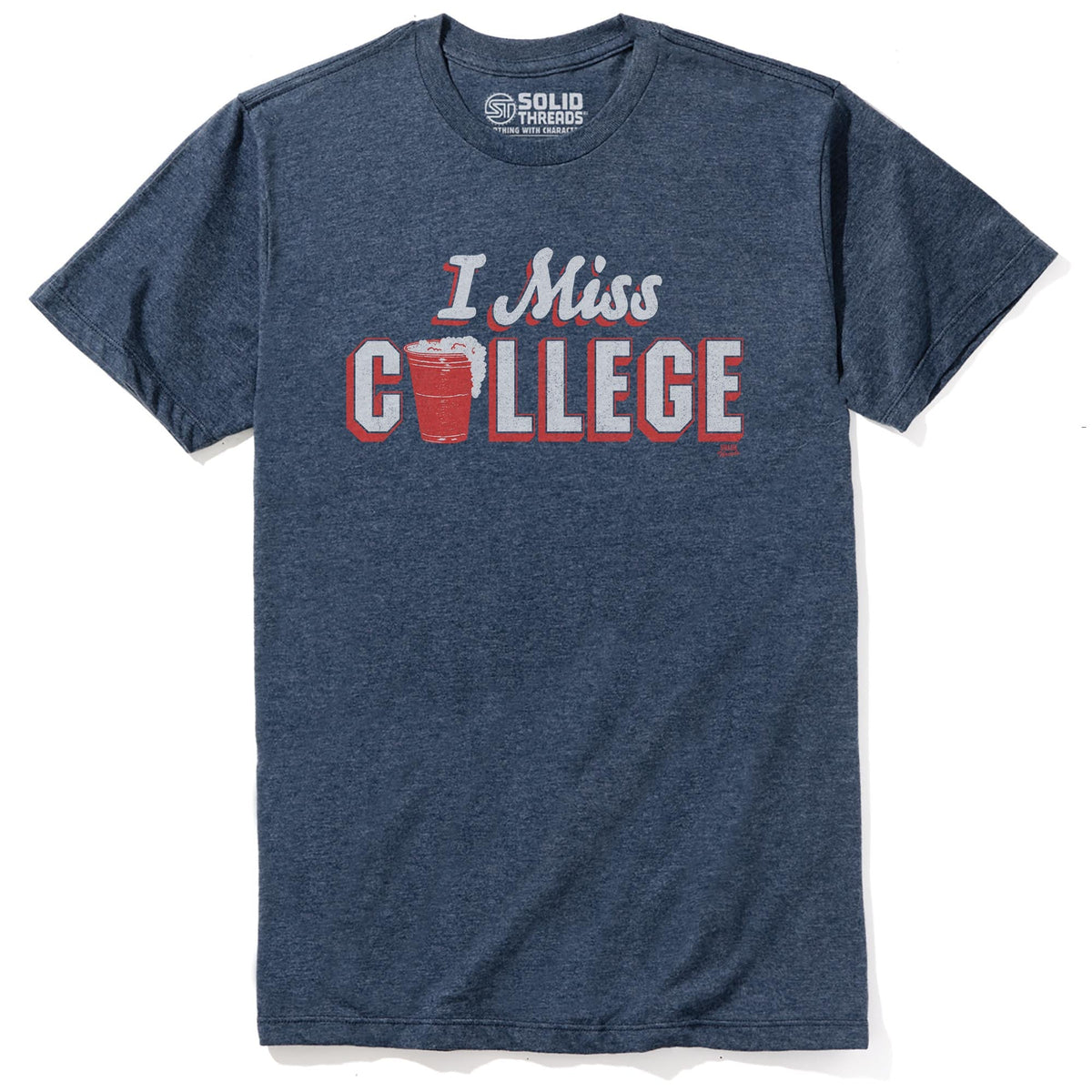 I Miss College Vintage Staple T-shirt in Navy Heather - Front View