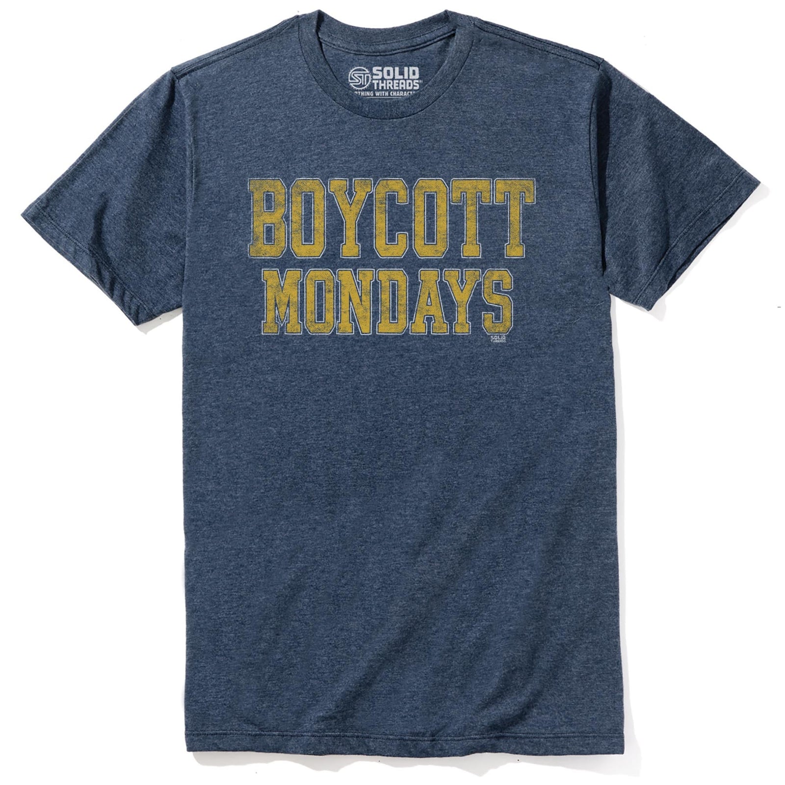 Boycott Mondays Vintage Staple T-shirt in Navy Heather - Front View
