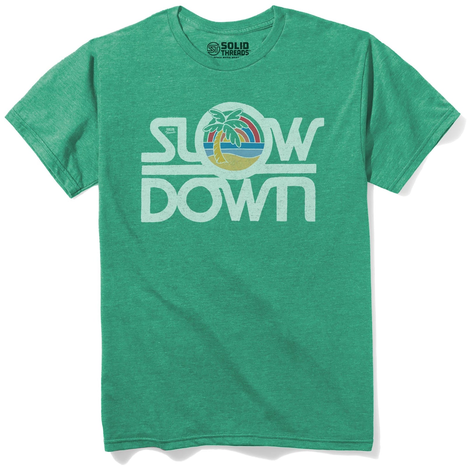 Slow Down Vintage Staple T-shirt in Kelly Heather - Front View