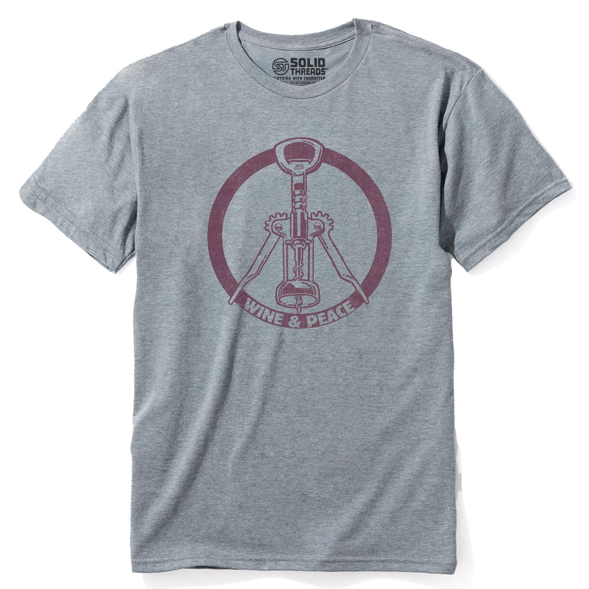 Wine &amp; Peace Cool Staple T-shirt in Ash Heather - Front View