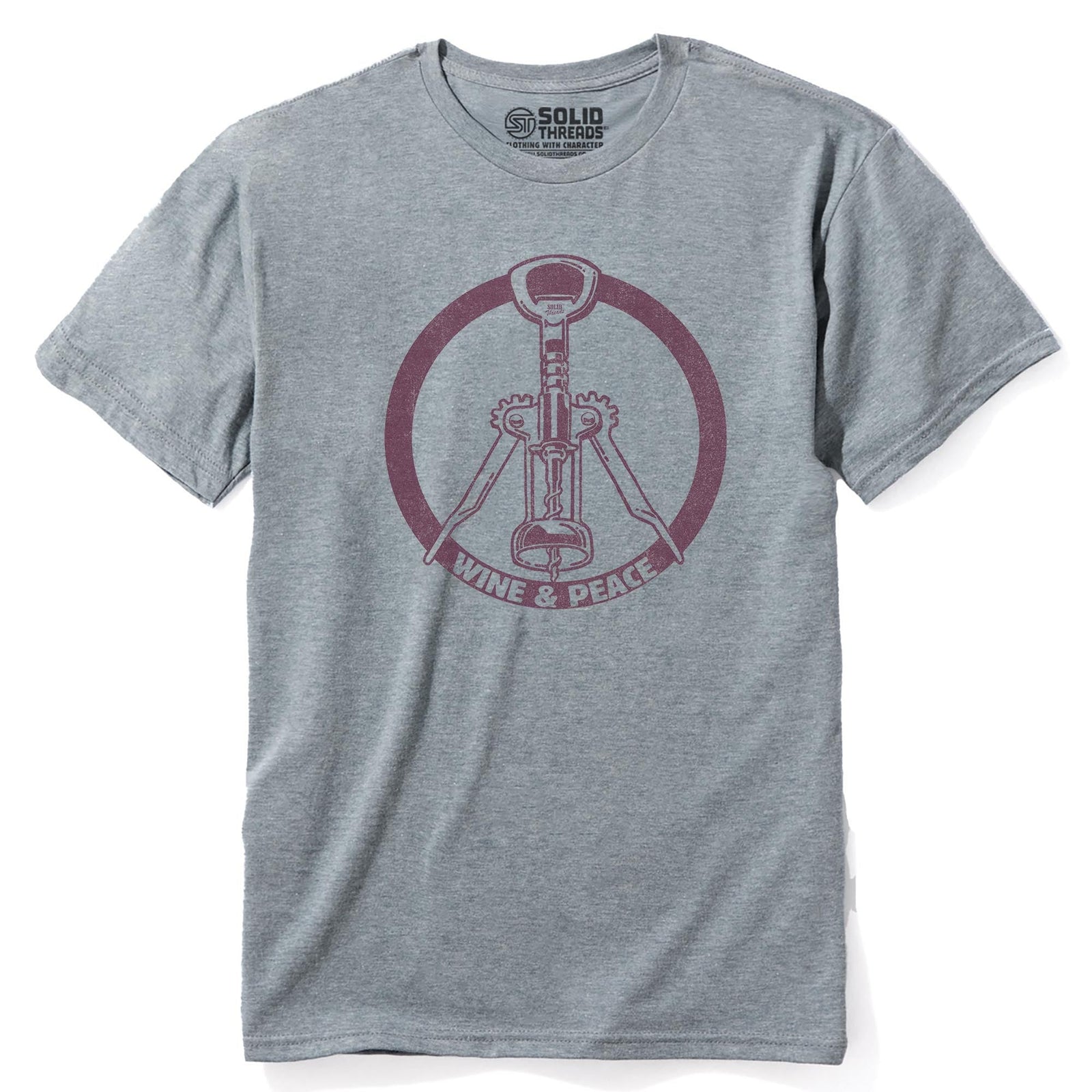 Wine & Peace Cool Staple T-shirt in Ash Heather - Front View