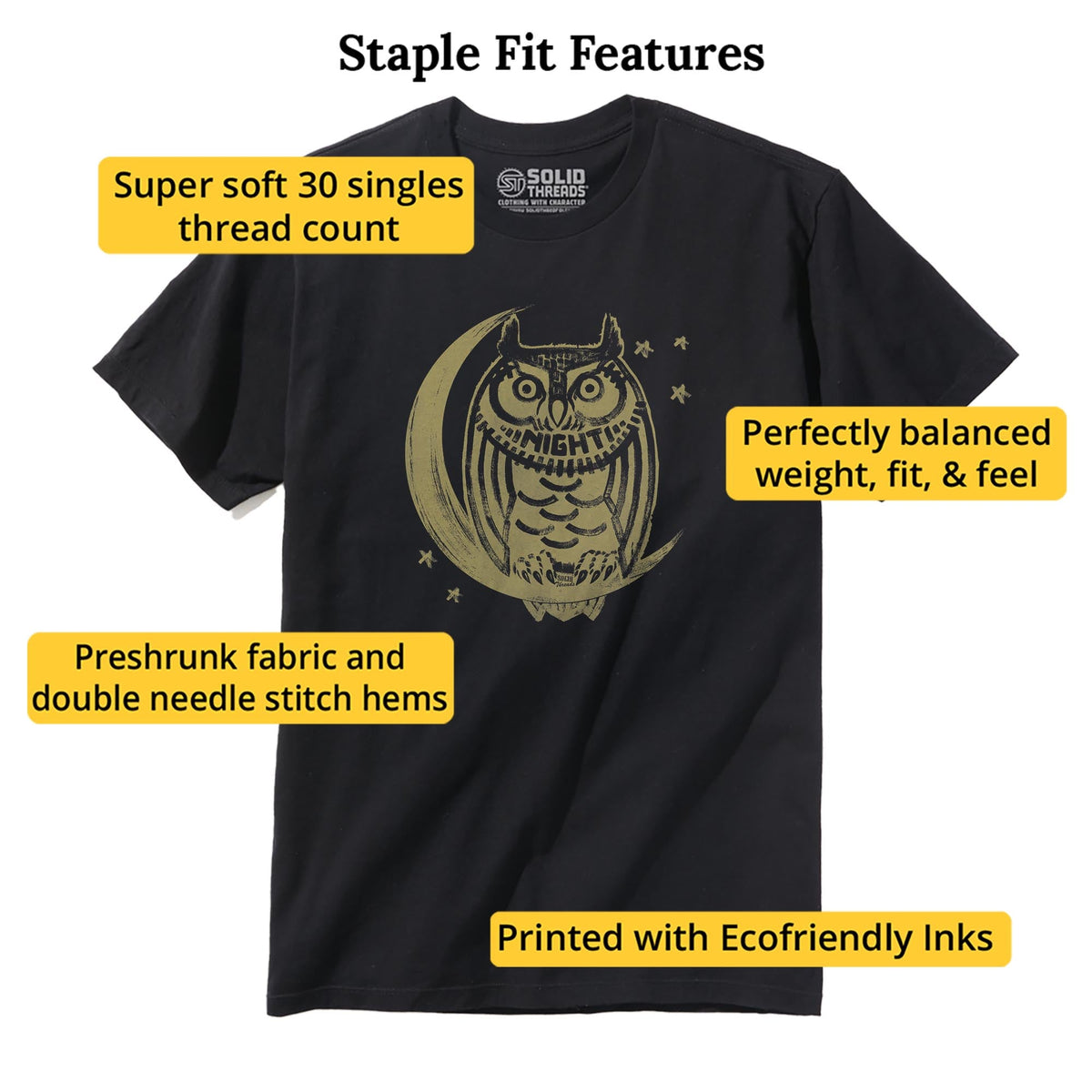 Night Owl Cool Staple T-shirt in Black - Fit Attributes