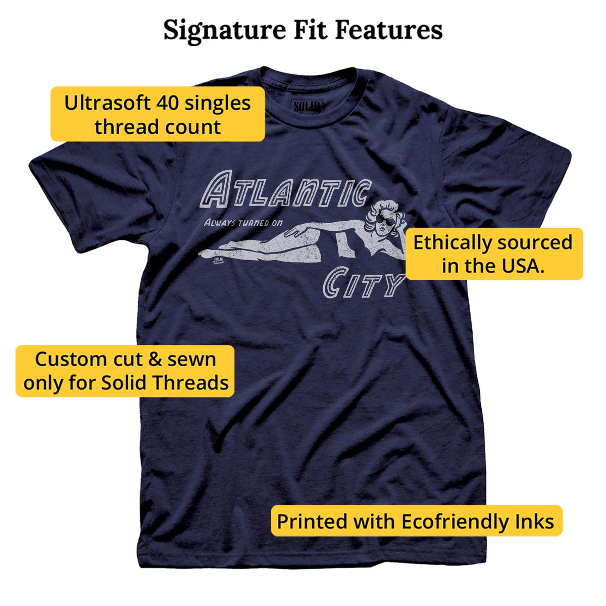 Atlantic City Cool Signature T-shirt in Navy - Fit Attributes