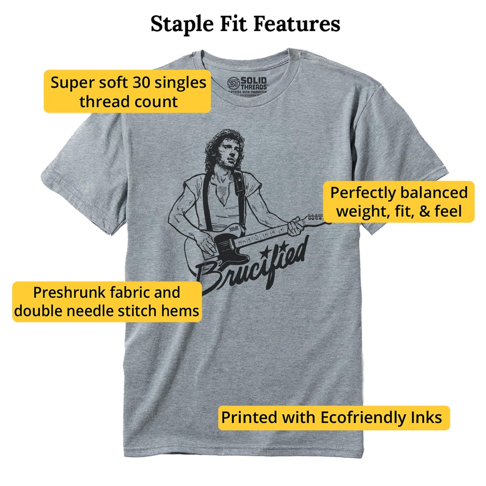 Brucified Cool Staple T-shirt in Ash Heather - Fit Attributes