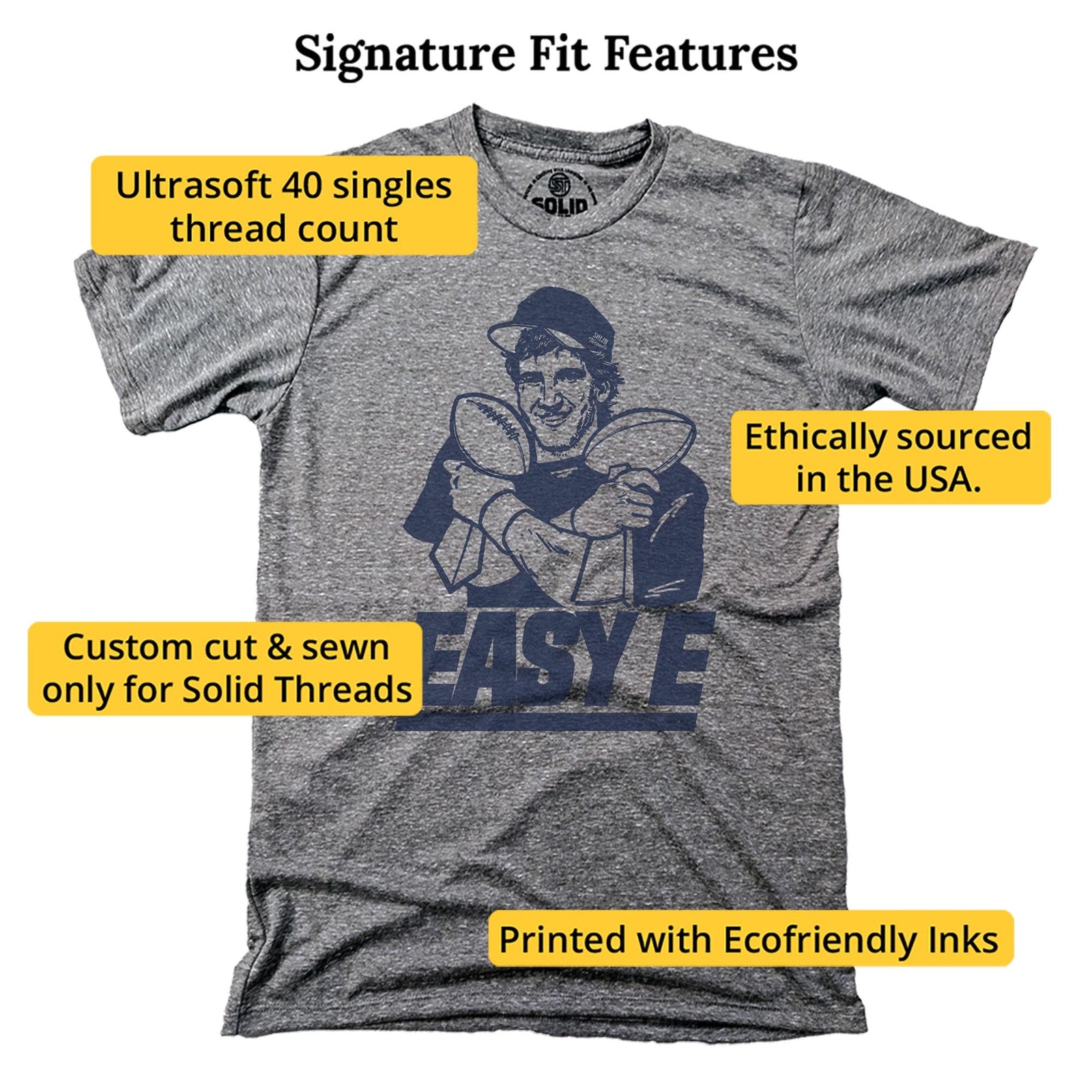 Easy E Vintage Signature T-shirt in Triblend Grey - Fit Attributes