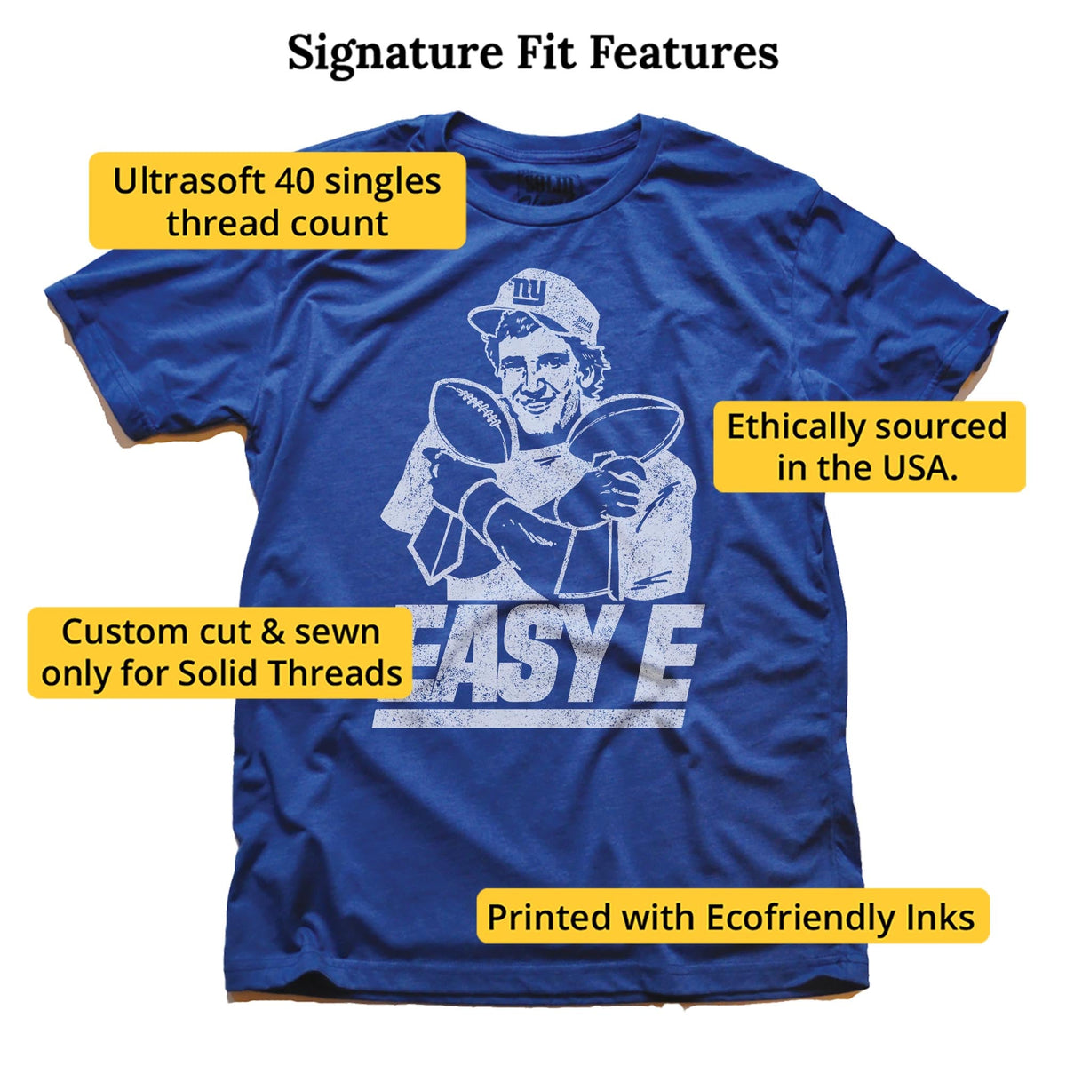 Easy E Vintage Signature T-shirt in Royal - Fit Attributes