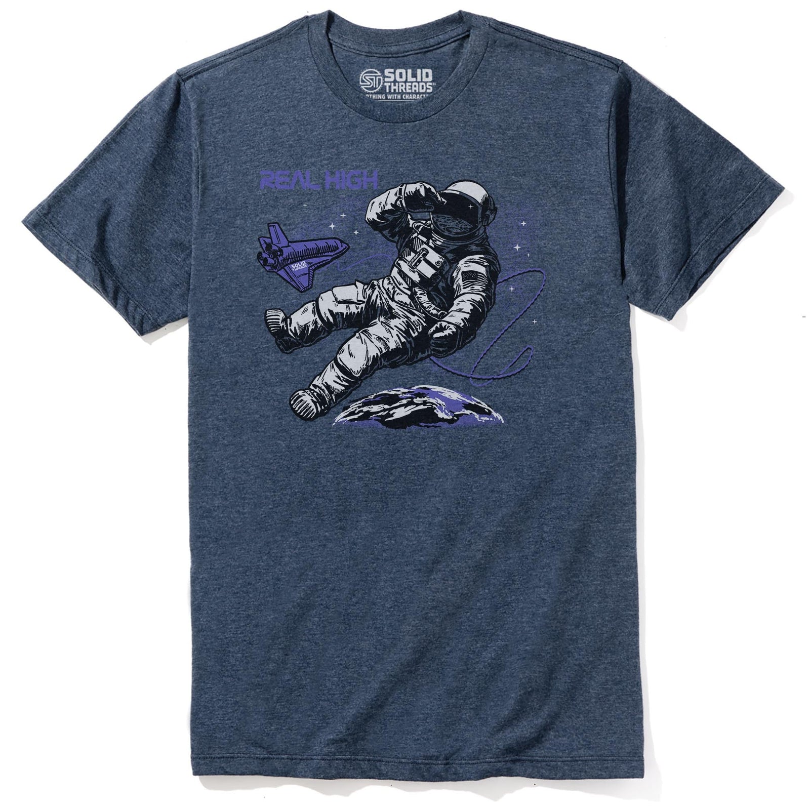 Real High Vintage Staple T-shirt in Navy Heather - Front View