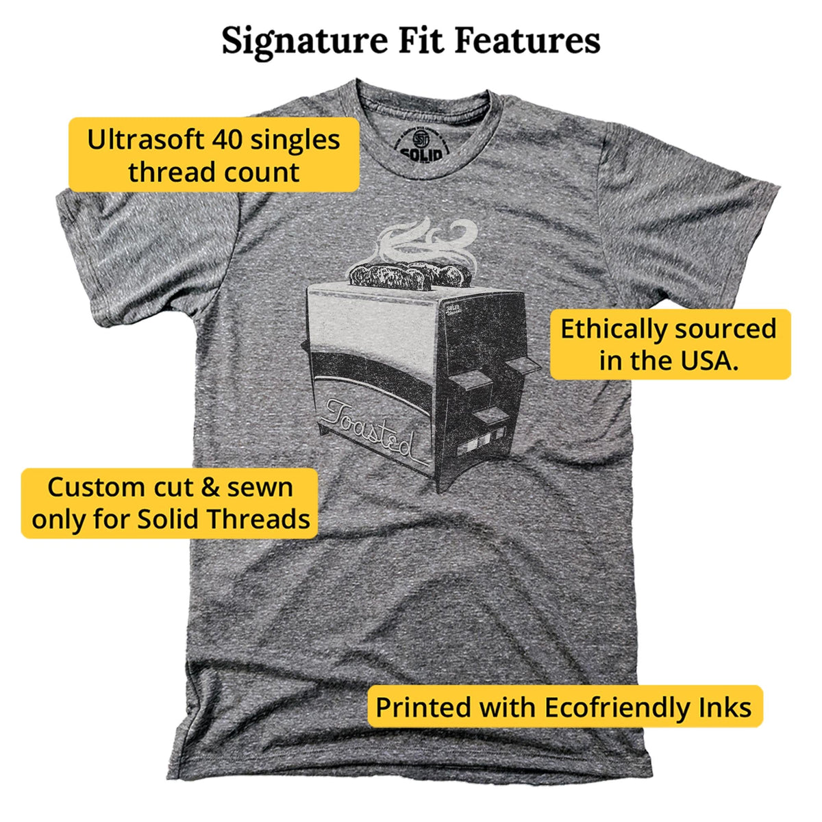 Toasted Vintage Signature T-shirt in Triblend Grey - Fit Attributes