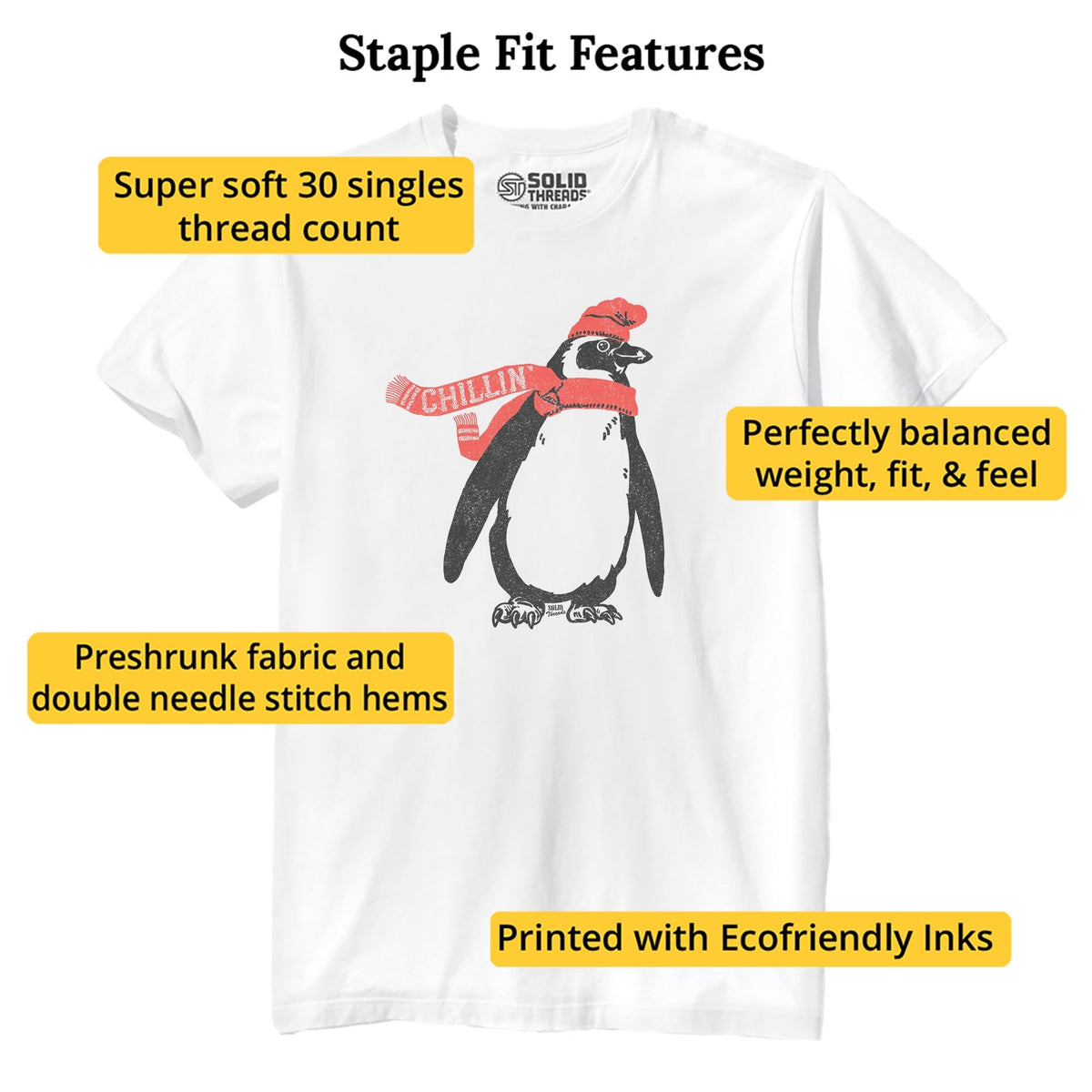 Chillin Cool Staple T-shirt in White - Fit Attributes