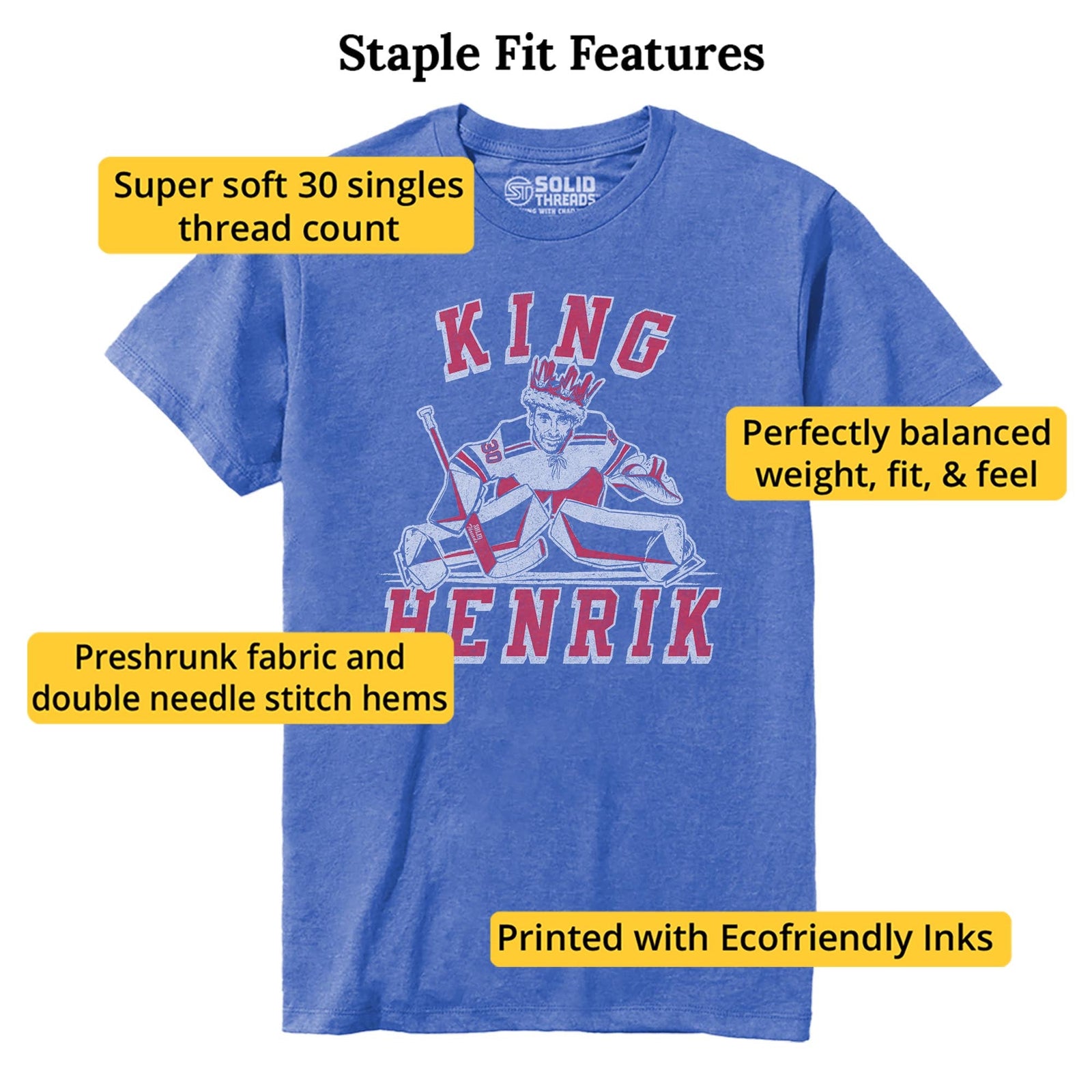 King Henrik Cool Staple T-shirt in Royal Heather - Fit Attributes