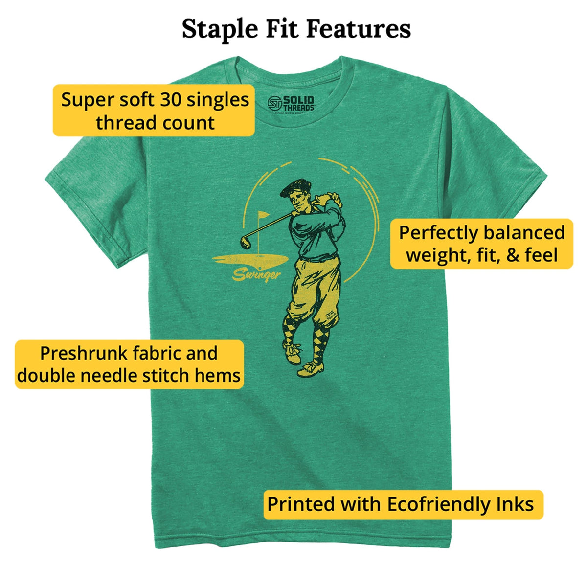 Swinger Vintage Staple T-shirt in Kelly Heather - Fit Attributes