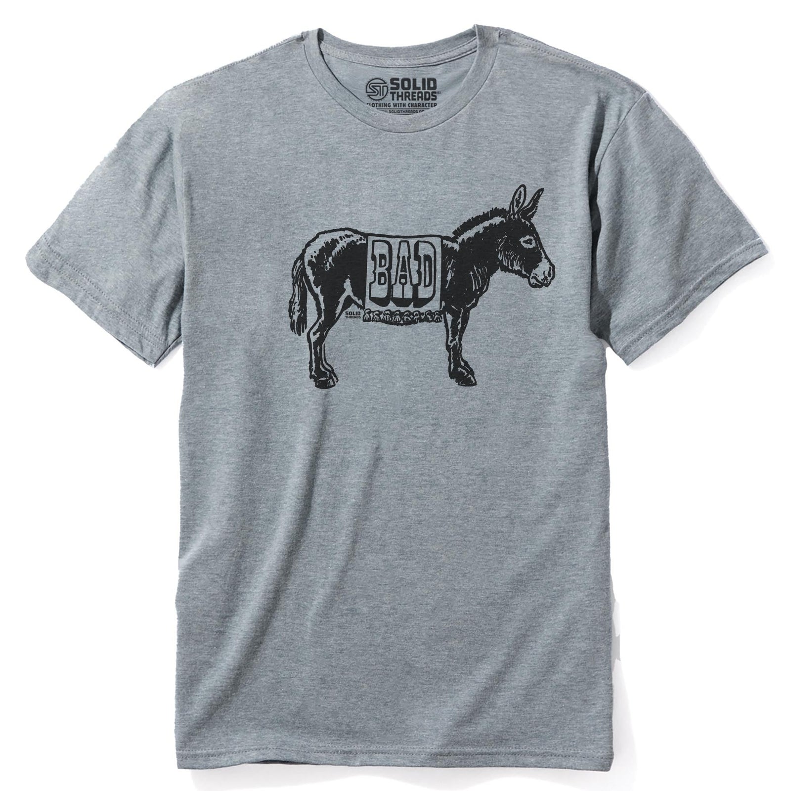 Bad Ass Funny Staple T-shirt in Ash Heather - Front View