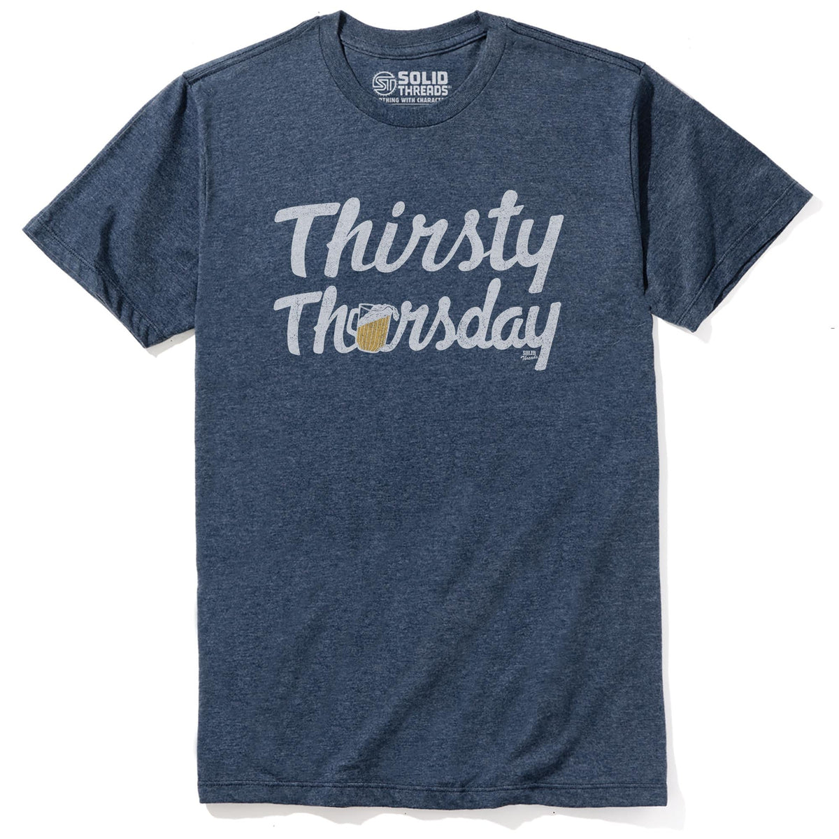 Thirsty Thursday Vintage Staple T-shirt in Navy Heather - Front View