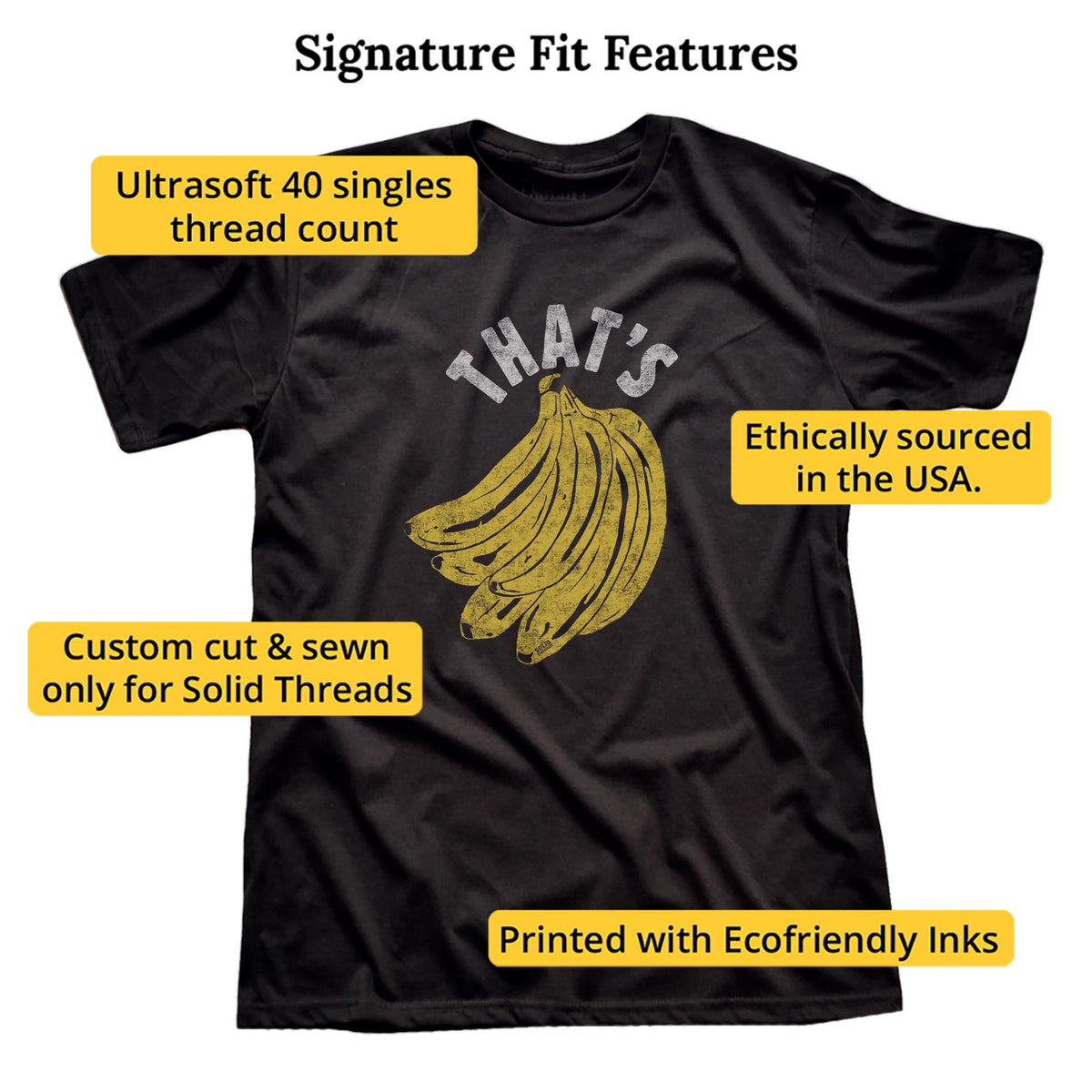 That's Bananas Vintage Signature T-shirt in Black - Fit Attributes