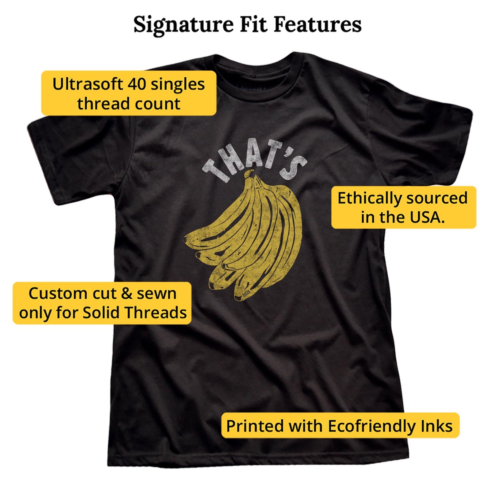 That's Bananas Vintage Signature T-shirt in Black - Fit Attributes