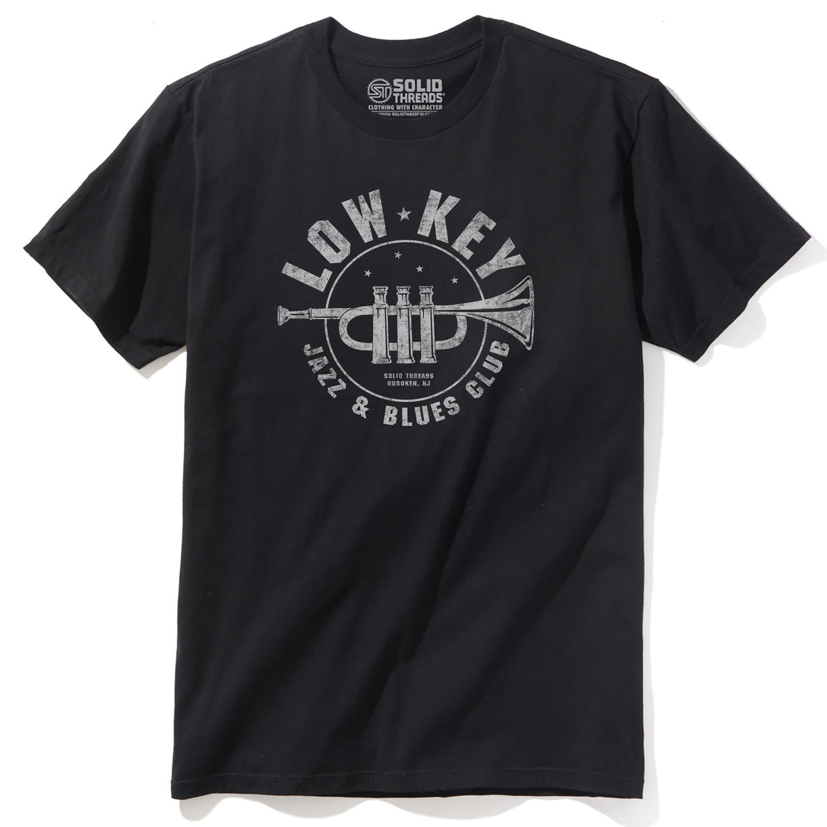 Low Key Jazz And Blues Club Cool Staple T-shirt in Black - Front View