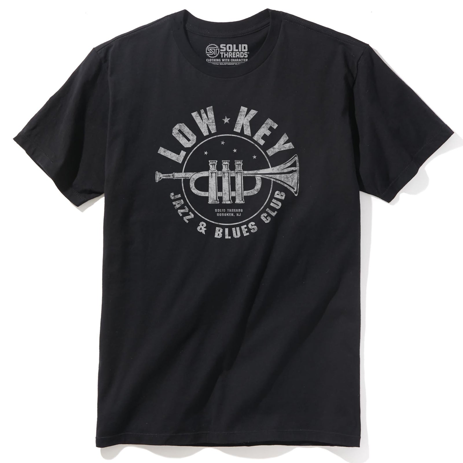 Low Key Jazz And Blues Club Cool Staple T-shirt in Black - Front View