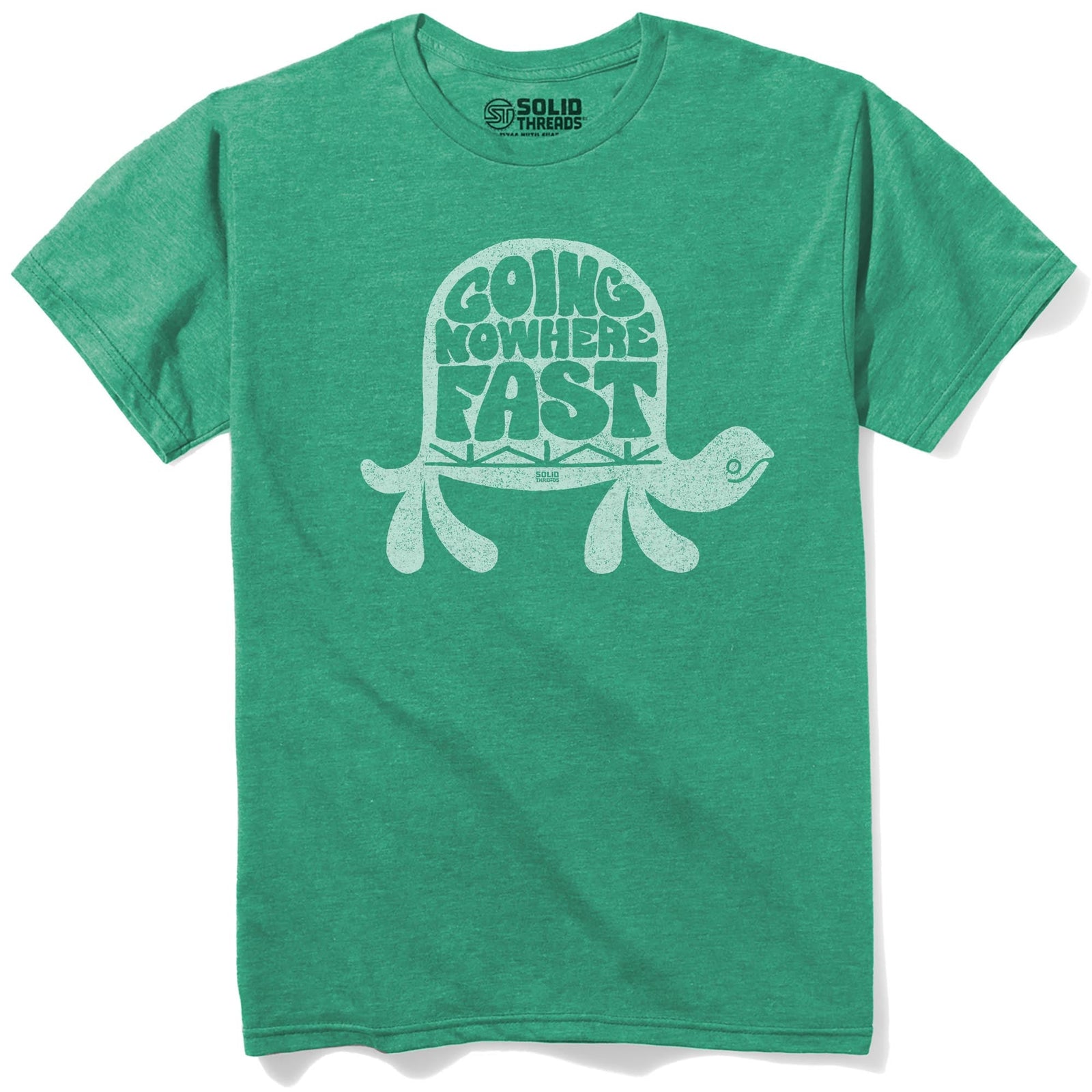 Going Nowhere Fast Vintage Staple T-shirt in Kelly Heather - Front View