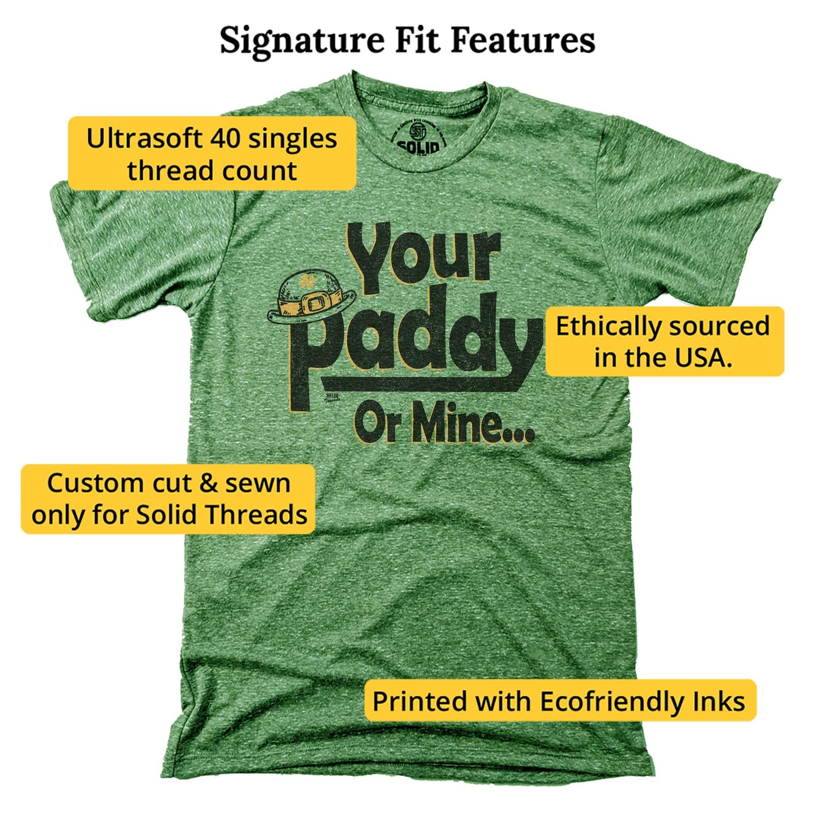 Men's Your Paddy Or Mine Vintage Graphic T-Shirt | Funny St Paddys Day Triblend Tee | Solid Threads