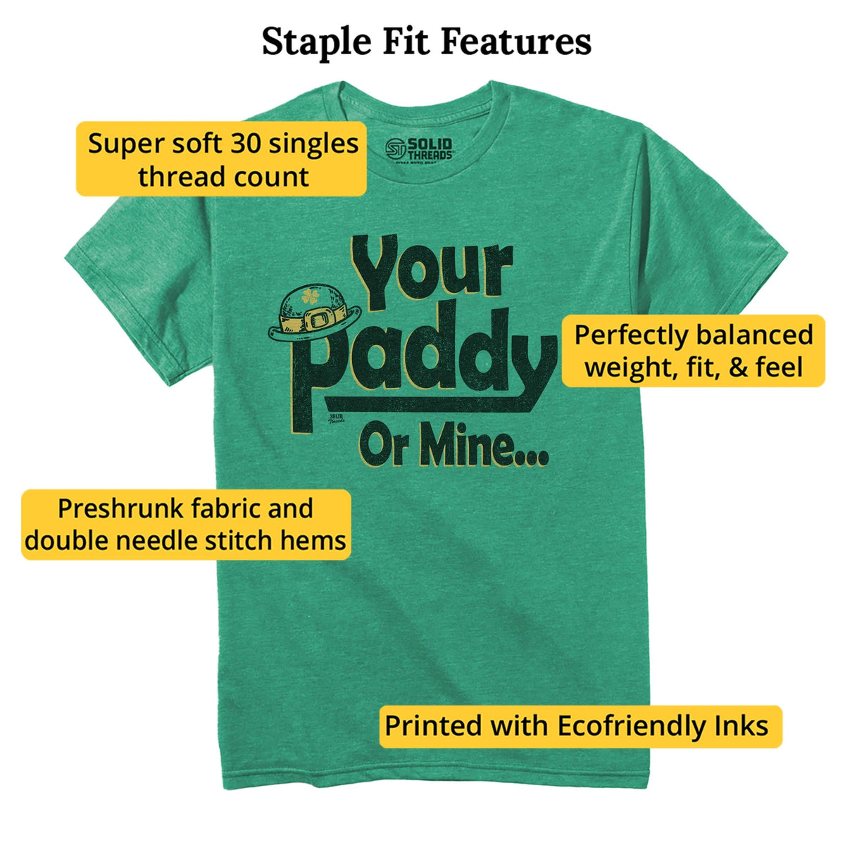 Your Paddy Or Mine... Vintage Staple T-shirt in Kelly Heather - Fit Attributes