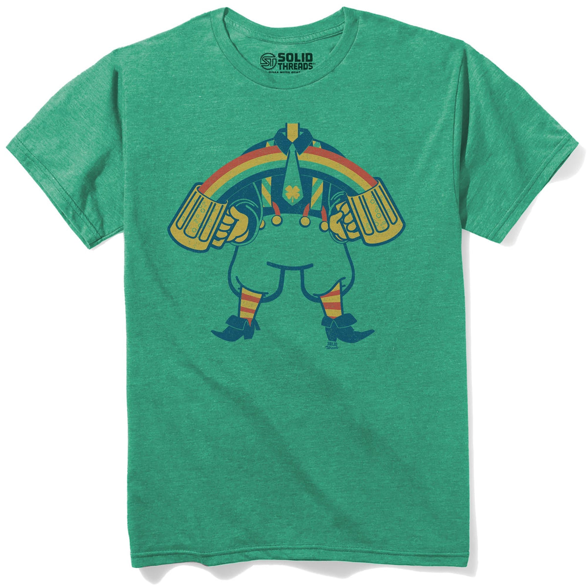 Rainbow Leprechaun Cool Staple T-shirt in Kelly Heather - Front View