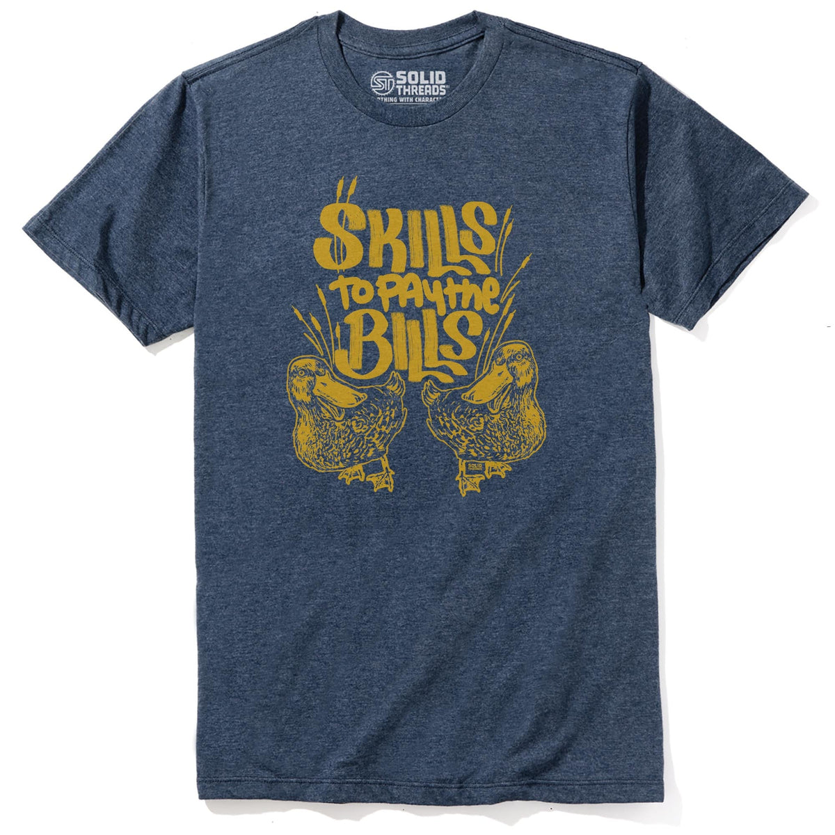 Skills To Pay The Bills Vintage Staple T-shirt in Navy Heather - Front View