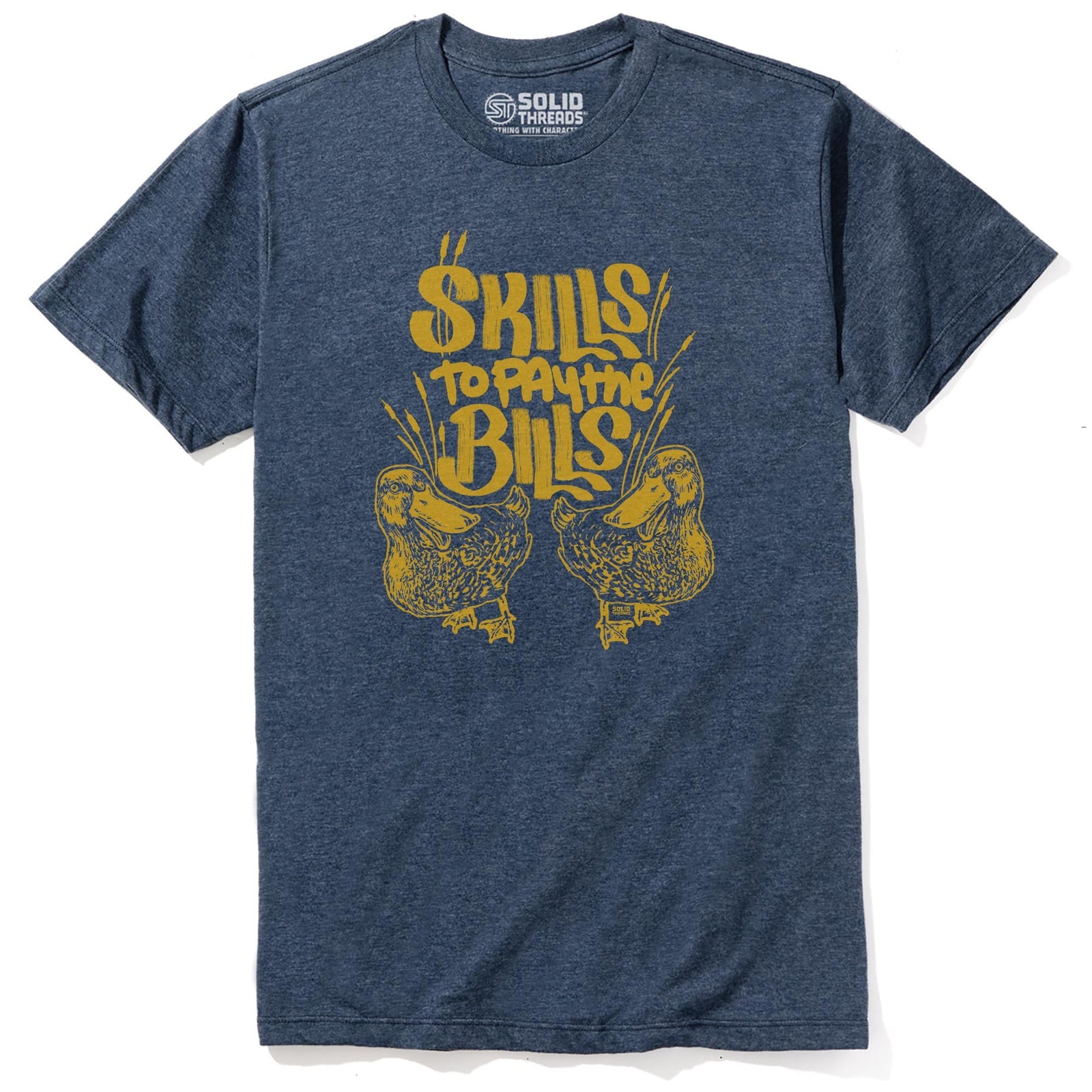 Skills To Pay The Bills Vintage Staple T-shirt in Navy Heather - Front View