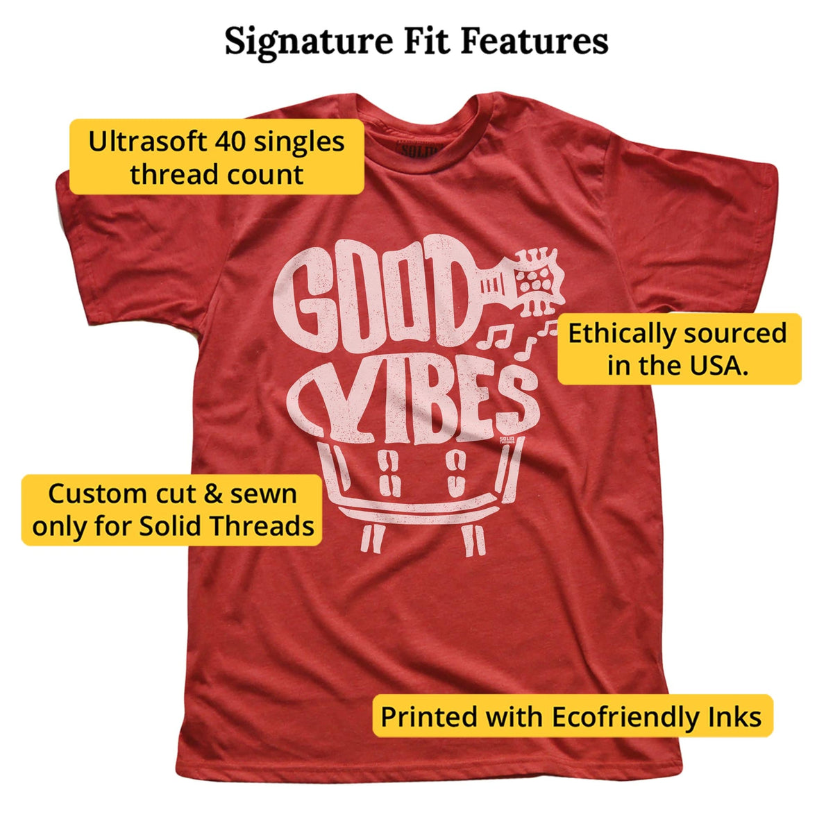 Good Vibes Cool Signature T-shirt in Red - Fit Attributes