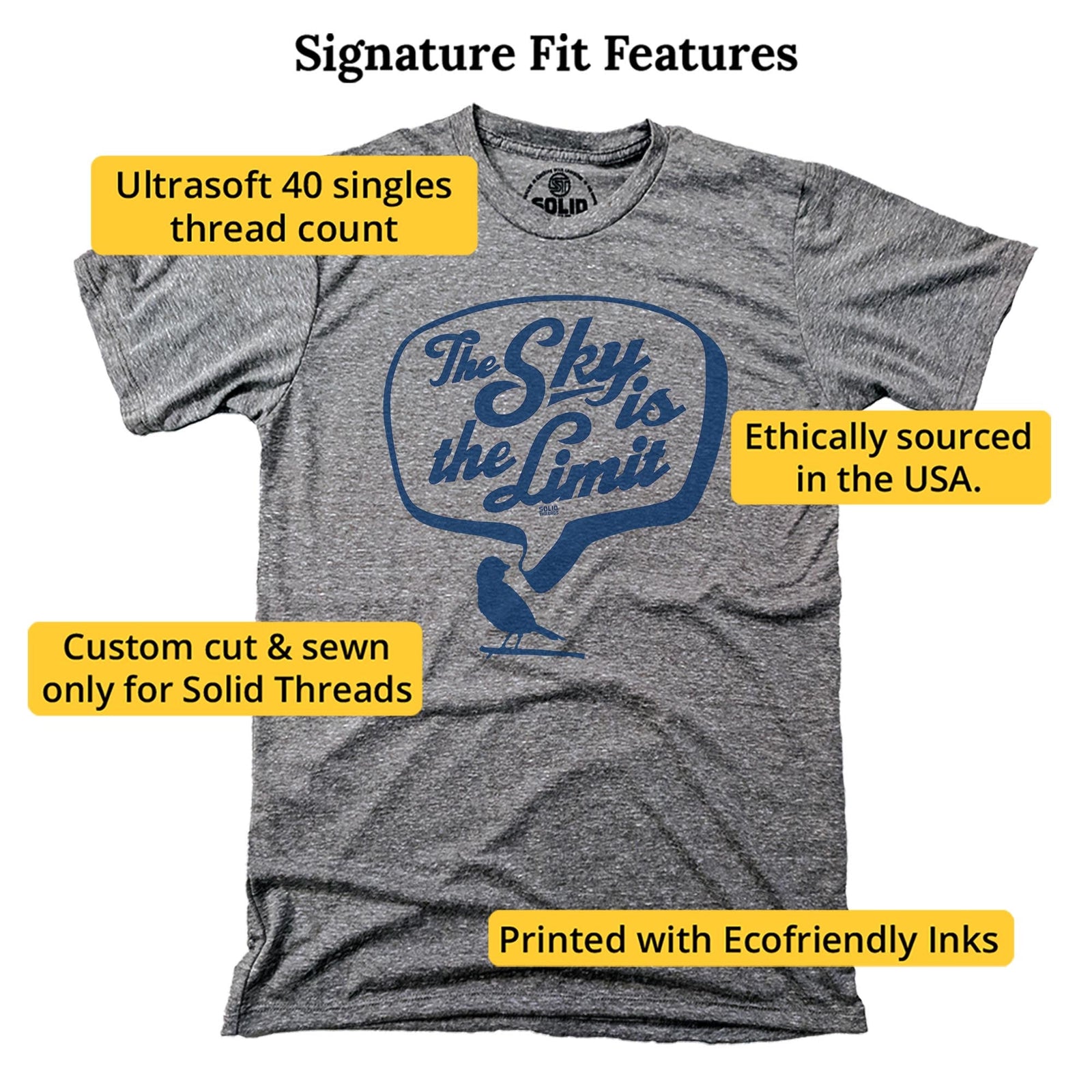 The Sky Is The Limit Vintage Signature T-shirt in Triblend Grey - Fit Attributes