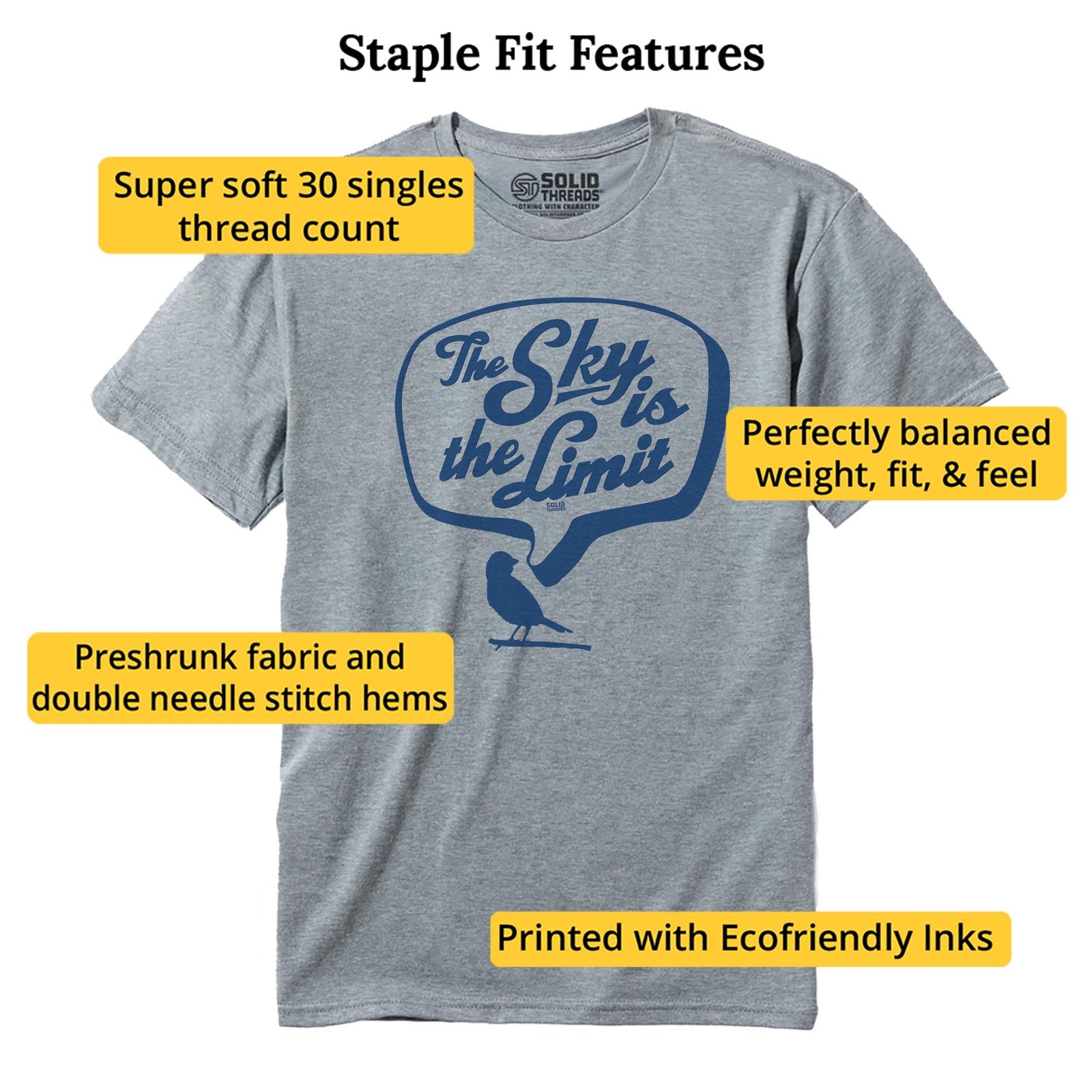 The Sky Is The Limit Vintage Staple T-shirt in Ash Heather - Fit Attributes