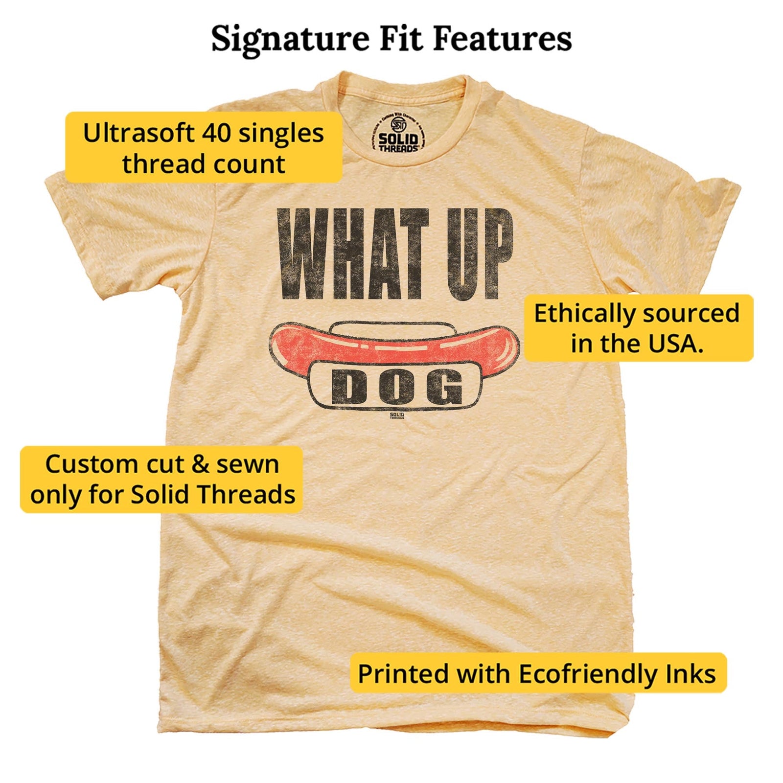 Men's What Up Dog Vintage Graphic T-Shirt | Funny Barbecue Triblend Tee | Solid Threads